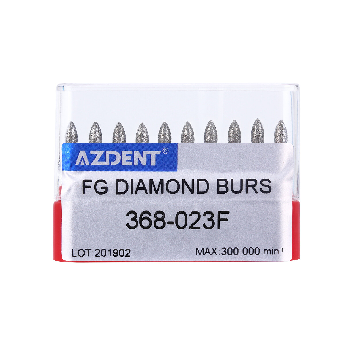 10pcs Dental FG Diamond Bur 368-023F RED Fine Grit Football High Speed Cutting