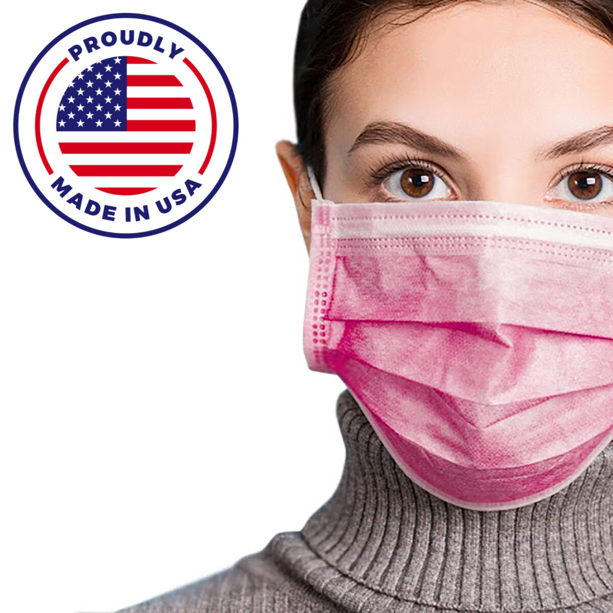 50 PCS PINK Color Face Mask Mouth & Nose Protector Respirator Masks Made in USA
