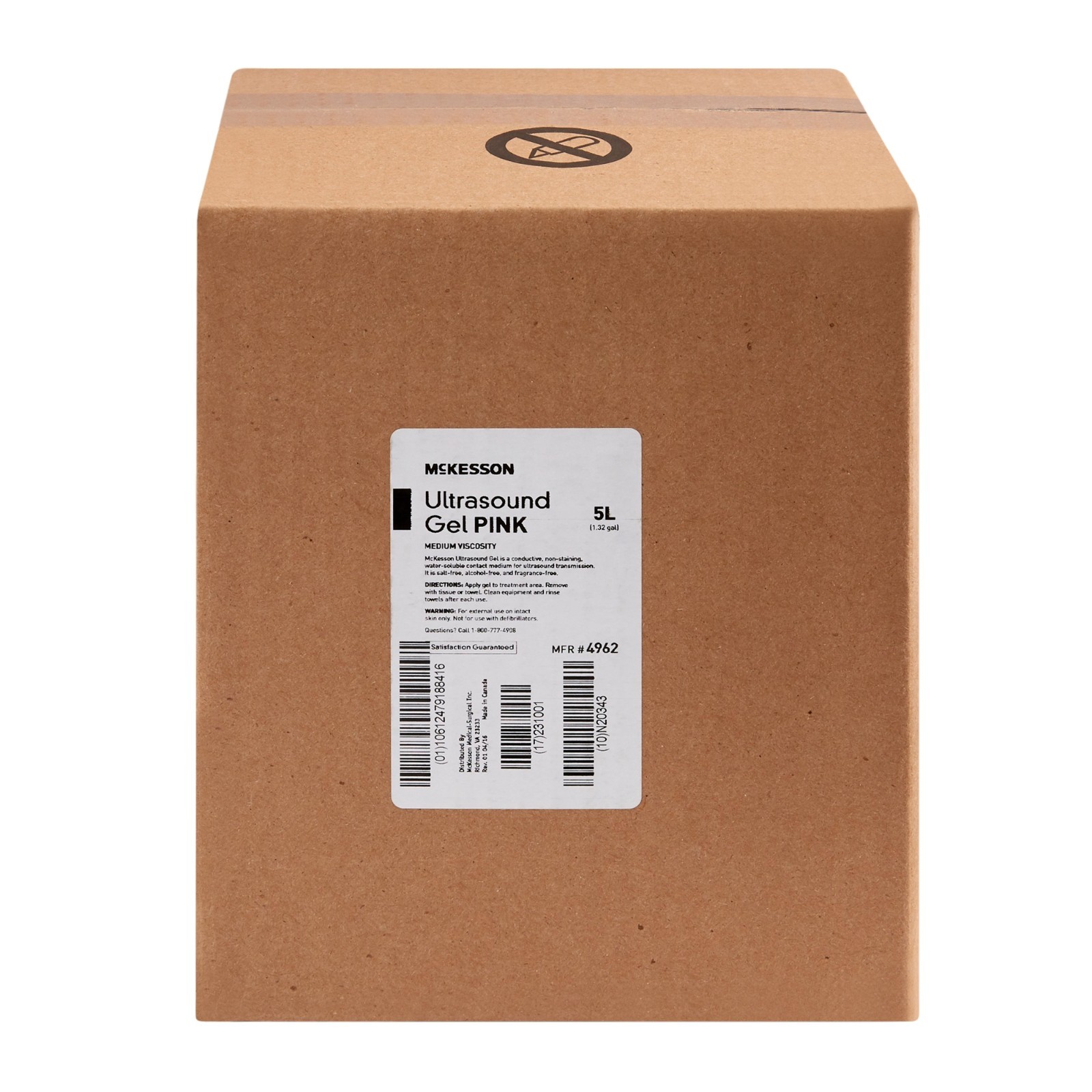 McKesson Ultrasound Gel 5 Liter (1.32 gal) Cubitainer, Pink, 4962