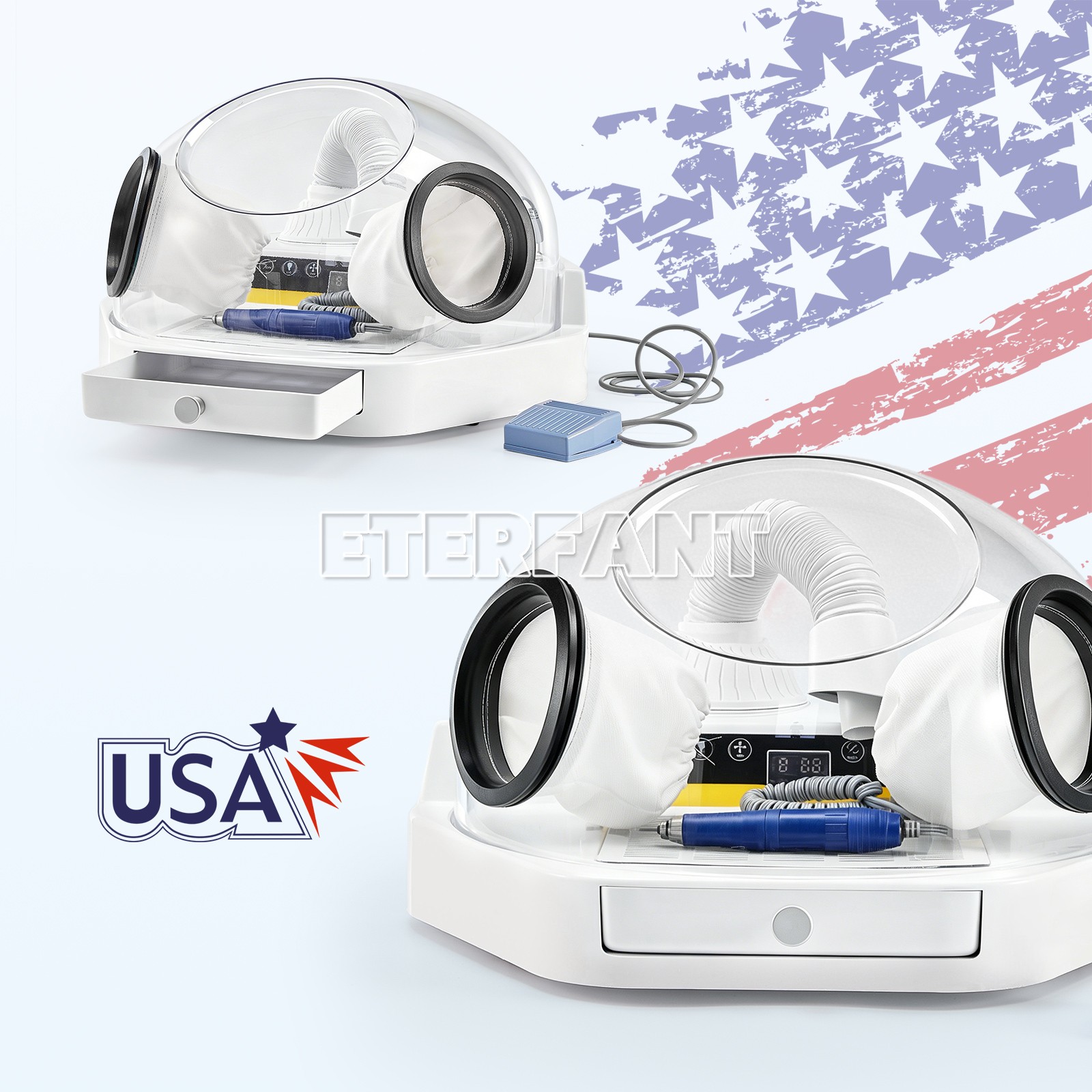 Dental Twin Pen Sandblaster with 2 Al Tanks/Dust-Free Grinding Machine with LED