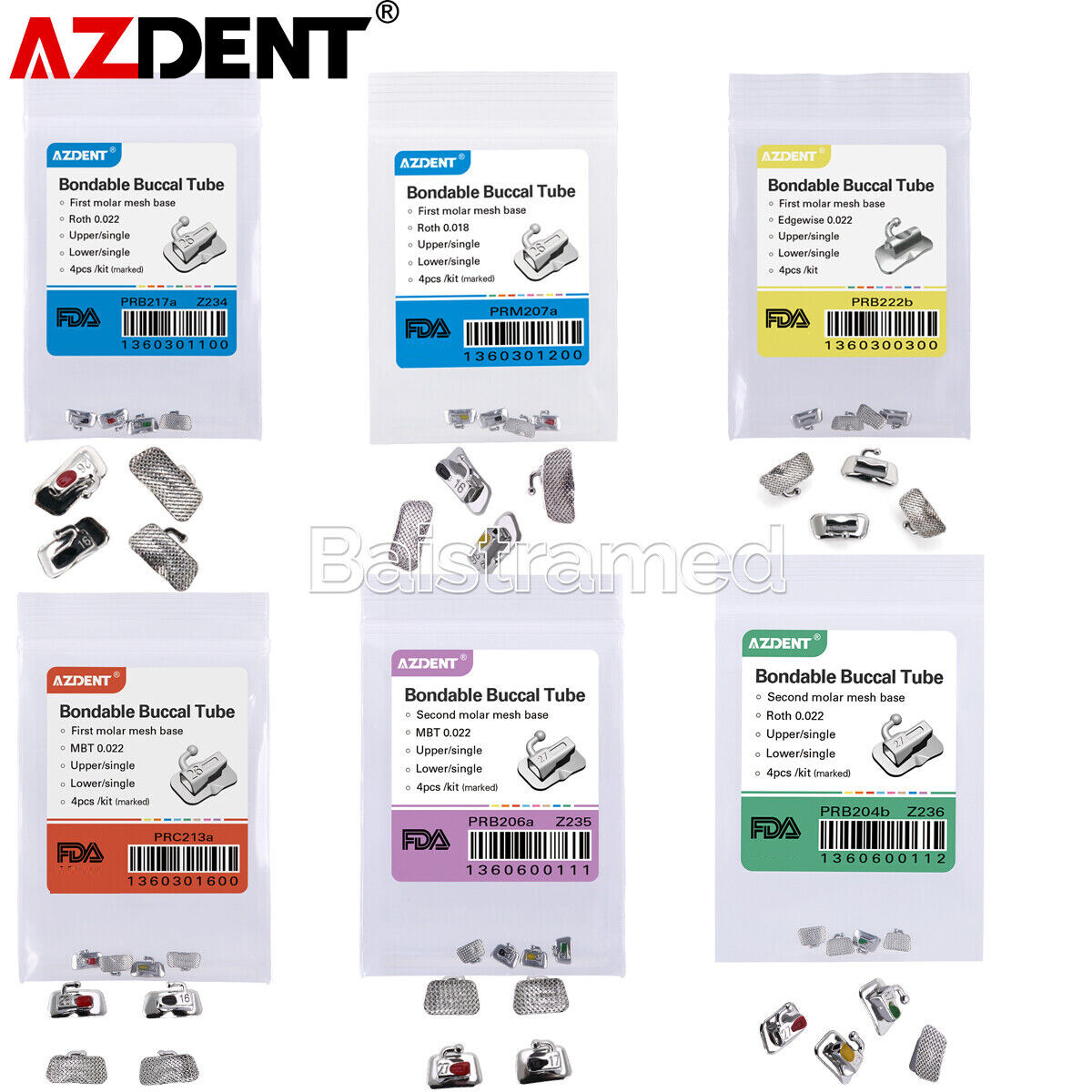 AZDENT Dental Ortho Buccal Tubes 1st/2nd Molar Tube Roth/MBT/ Edgewise 022/018