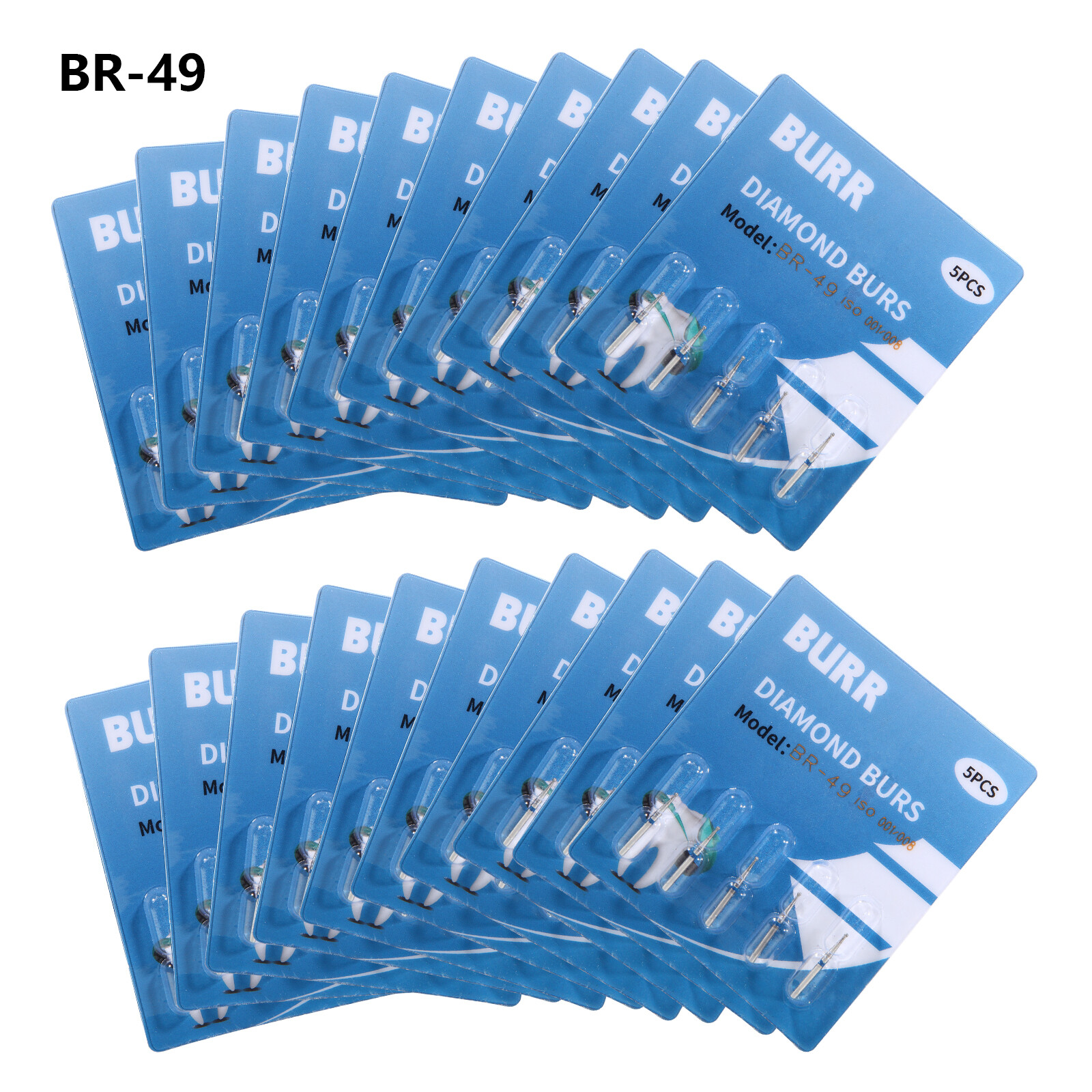 100pcs Dental Diamond Burs Ball Round BR-49 For High Speed Handpiece 5 pcs/pack