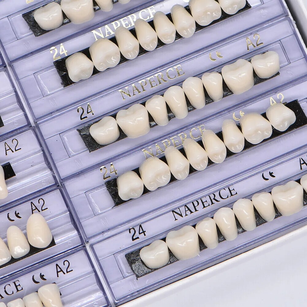 168PCS Acrylic Resin Denture Dental Upper Lower Shade A1 A2 A3 Teeth Set USA