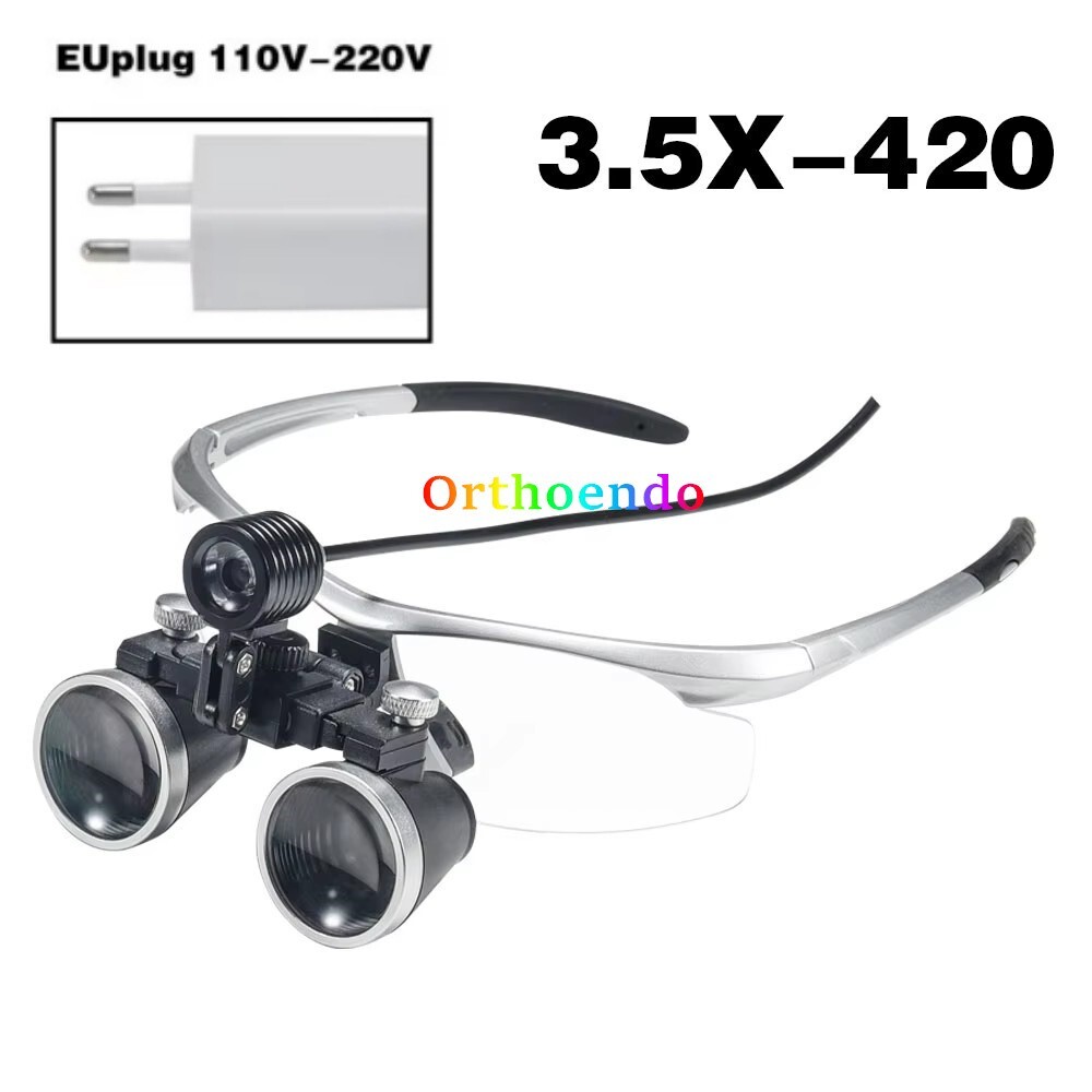 3.5X Dental Surgical LED Loupe Headlight Medical Binoculars Magnifier US/EU Plug