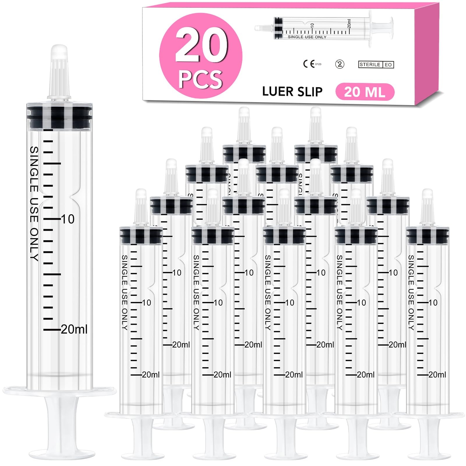 20 PCS 20ml Oral Syringe With Cap, Plastic Syringe without Needle for Medicine