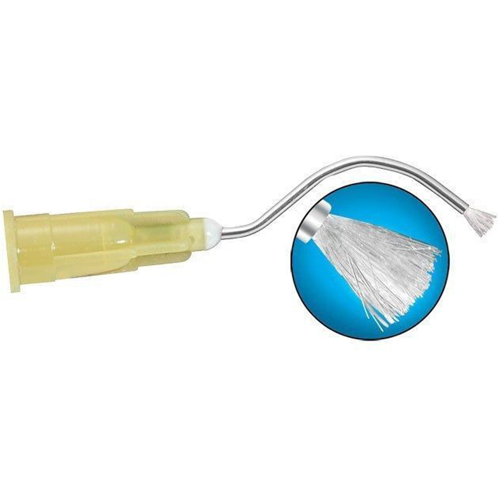 Dental Delivery Tip Prebent Metal Infusor Tip Brush Padded End #125 Yellow