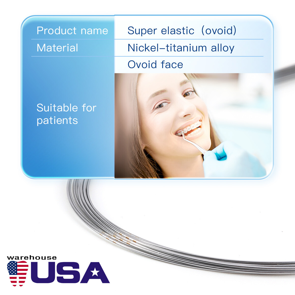 AZDENT Dental Orthodontic Round Arch Wire Super Elastic Niti Ovoid / Nature Form