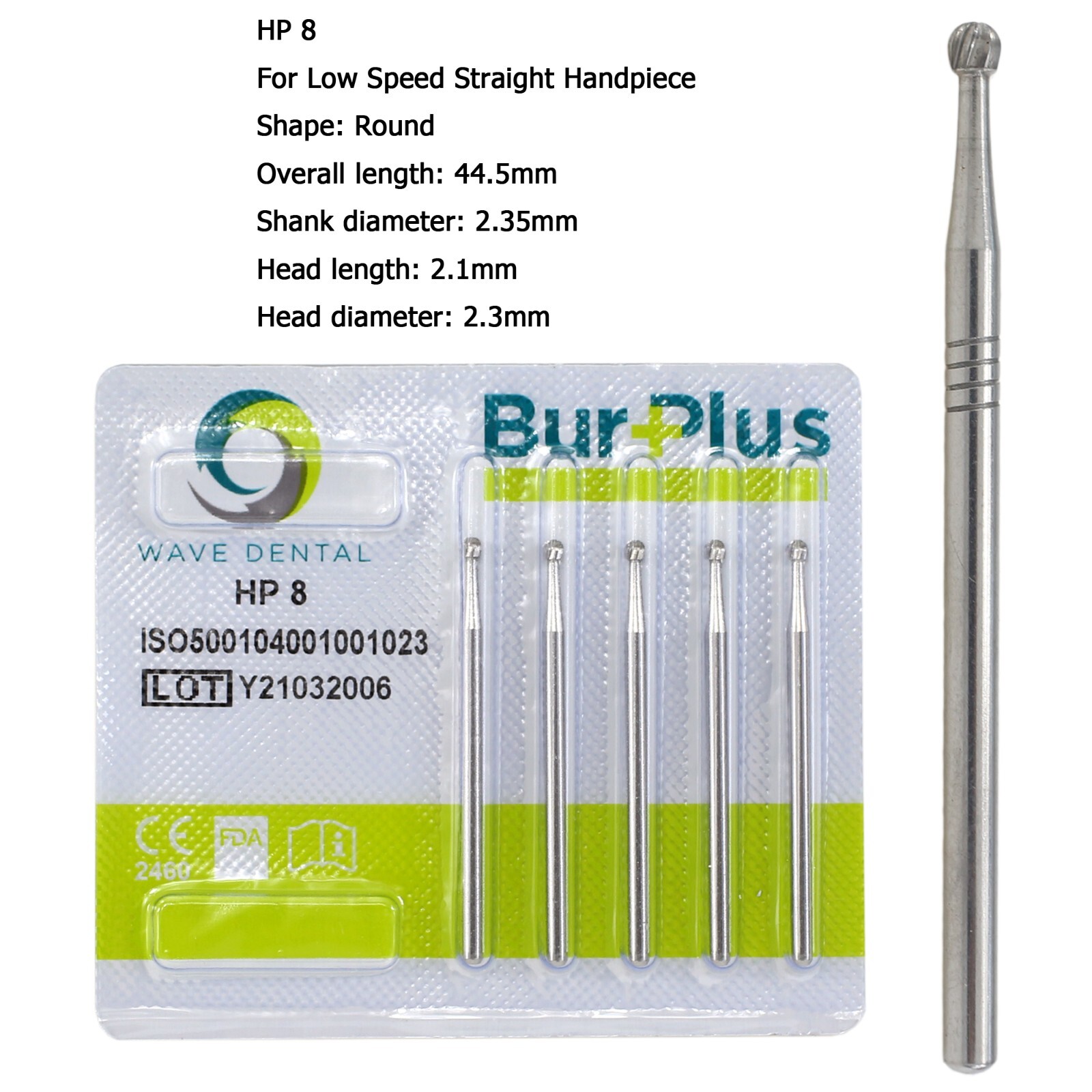 Wave Dental HP Carbide Round Burs Low Speed Surgical Burs 44.5mm HP 2 4 6 8 10