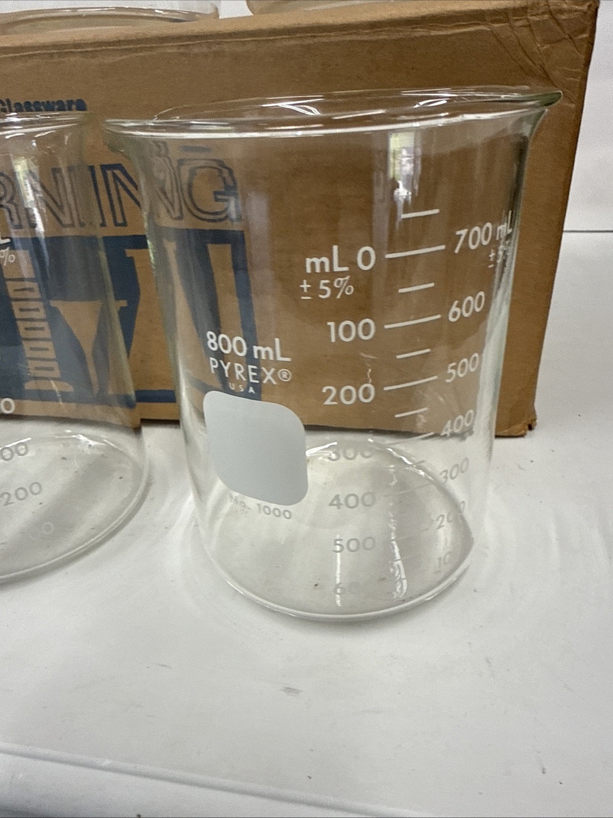Vintage 6pc Pyrex Beaker Glass 1000mL Measuring Cup Lab Grade No. 1000