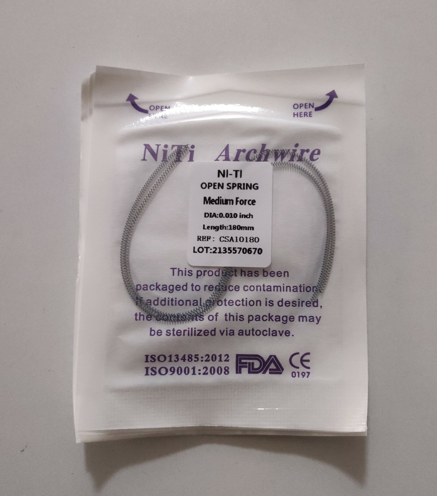 5 Packs Dental Orthodontic Coil Open Spring 010*180mm Niti Alloy Medium Force