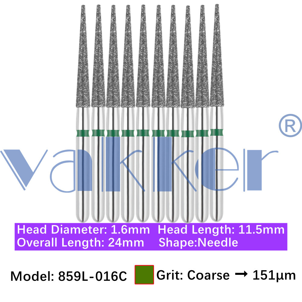 10pc Diamond Bur Shape Needle Diamond Burs for Handpiece Fine Medium Coarse