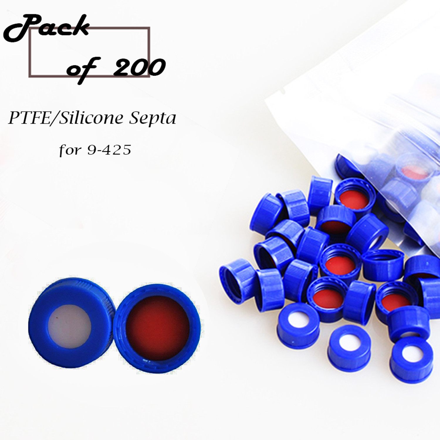50000Pcs 2ml Vial Caps 9mm Screw Top White Silicone/Red PTFE Septa 9-425 HPLC GC