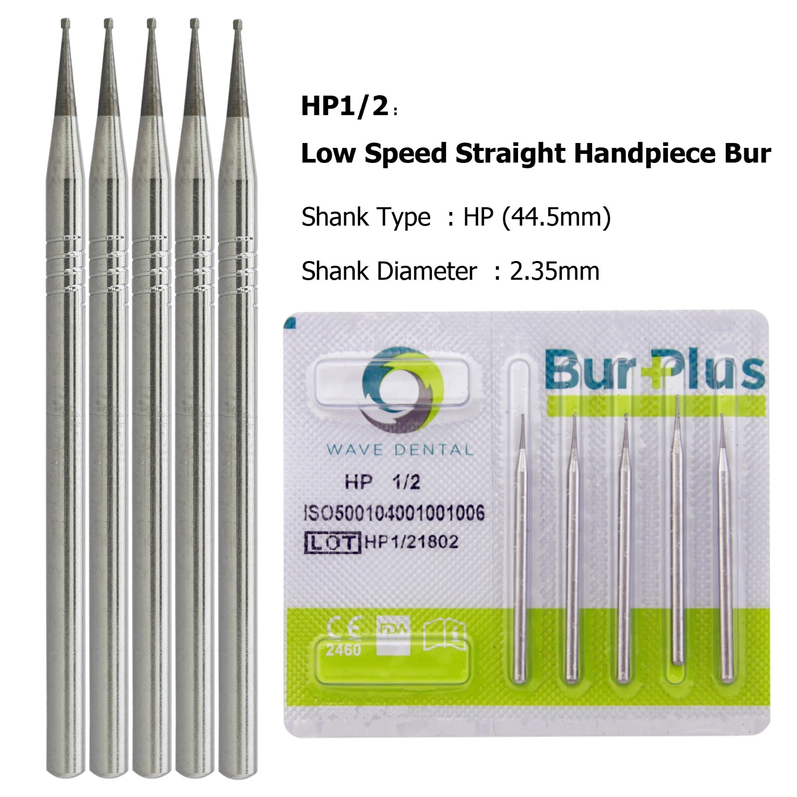 Wave Dental Carbide Straight Handpiece Bur Round HP1/4 1/2 2 4 6 8 10 Low Speed