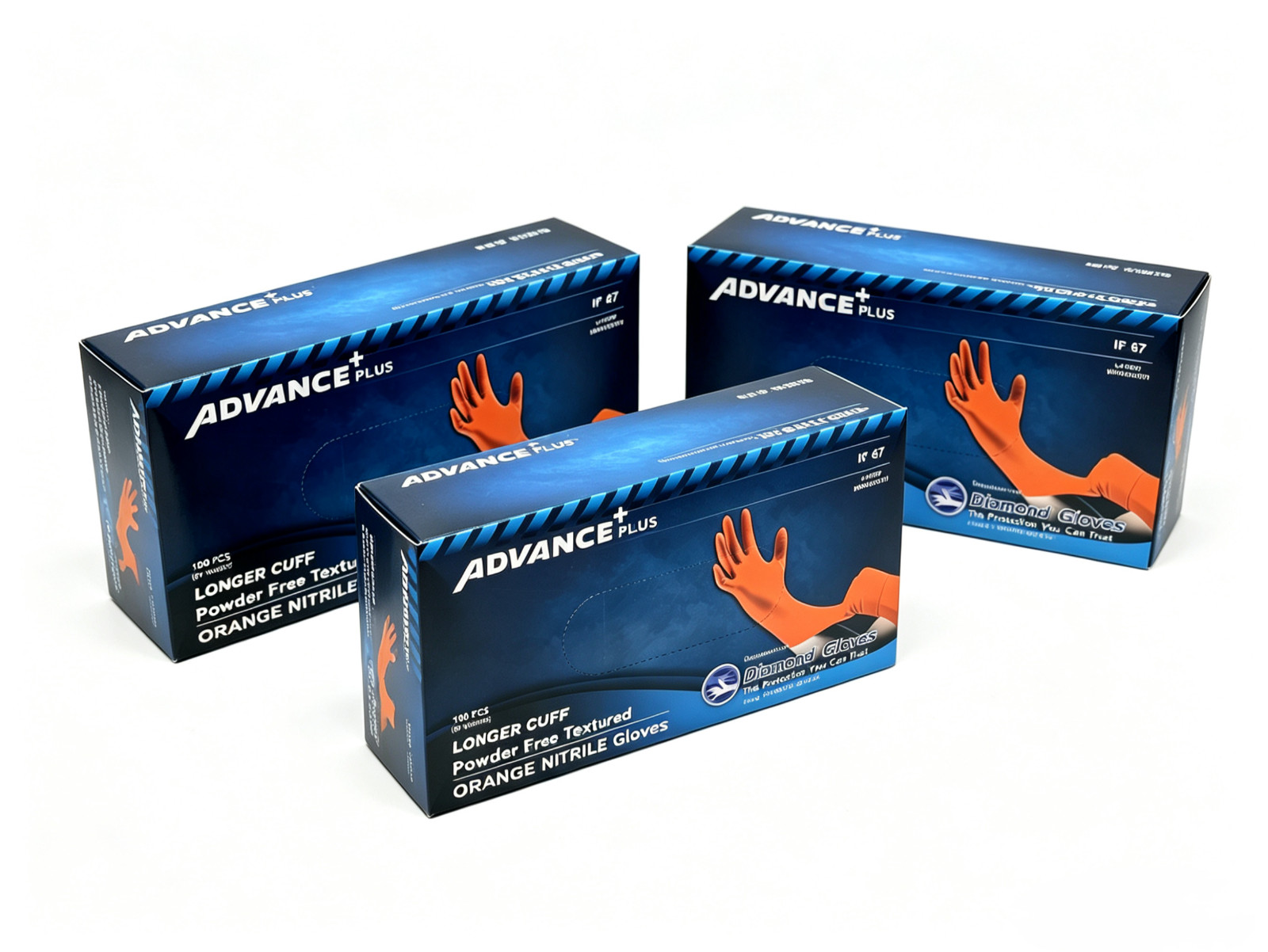 300PCS Value Bundle 3 Boxes Heavy Duty Orange Nitrile Gloves 6mil 11″ Long Cuff
