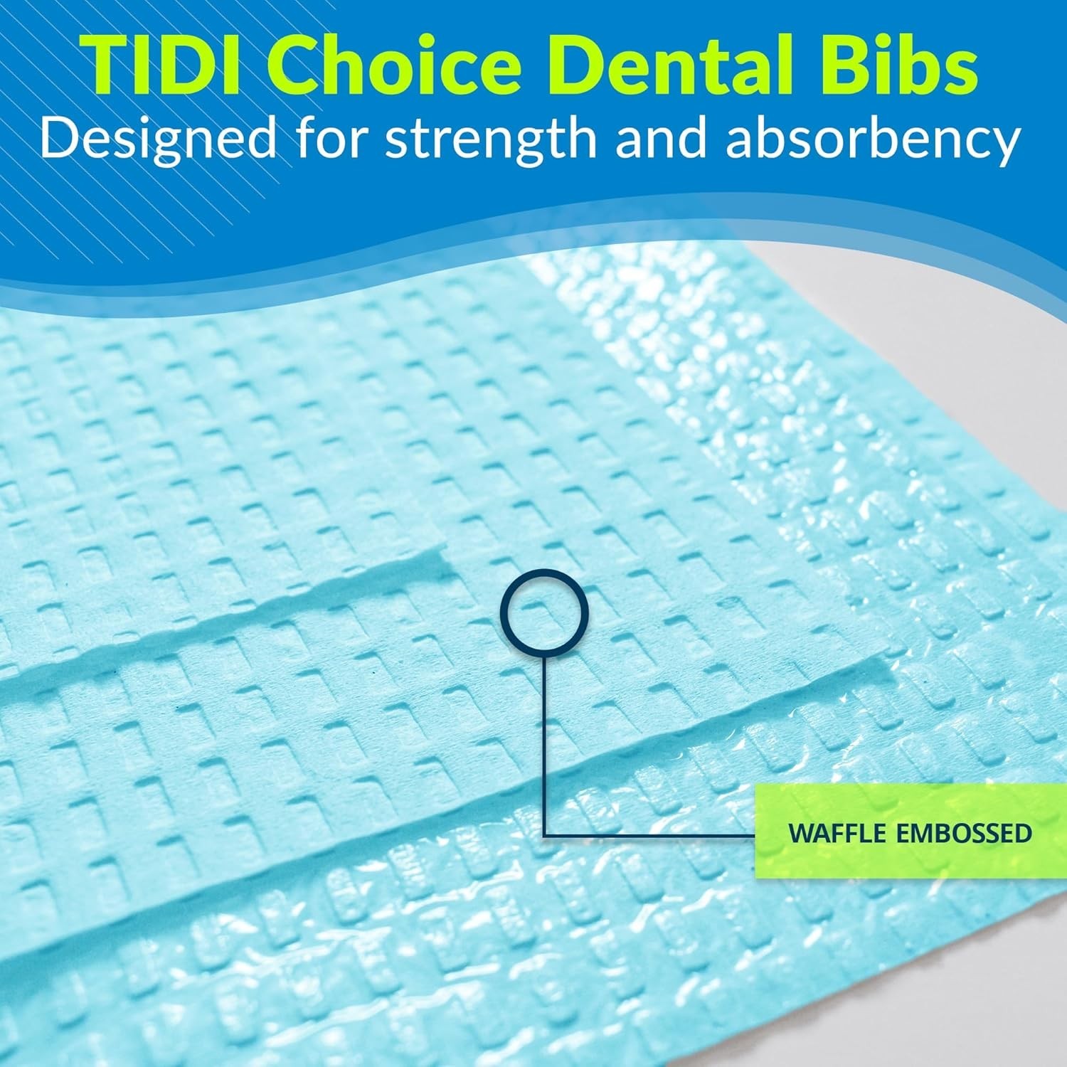 Hygienic Disposable Dental Bibs by Choice – Blue, 3-Layer, 125 Count, USA Made
