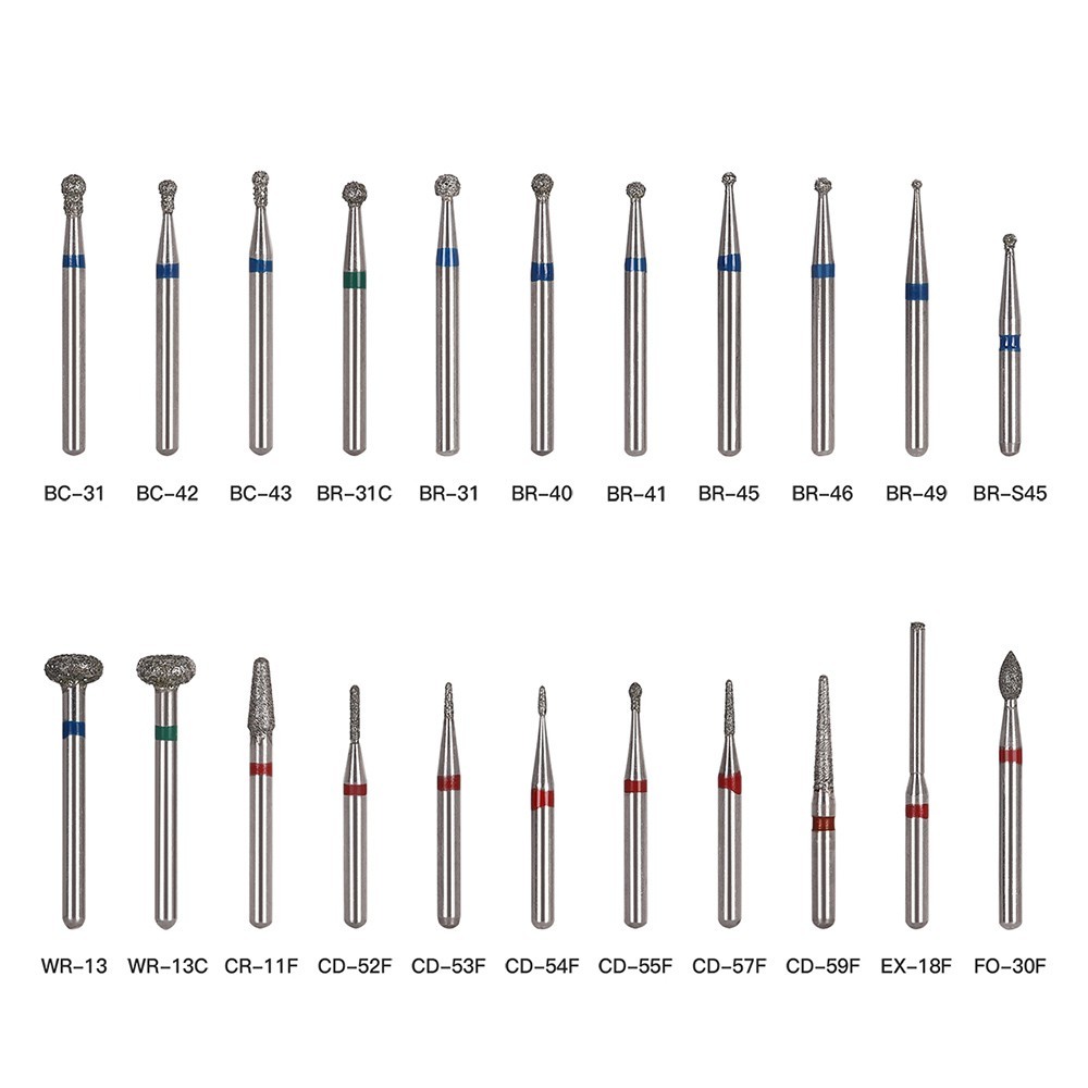 100 Types Dental FG Diamond Burs For High Speed Handpiece Friction Grip 50pcs
