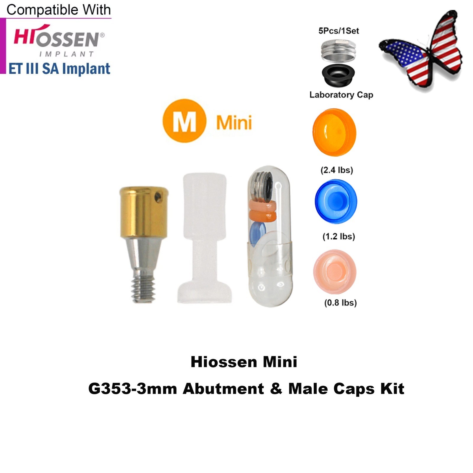 US Locator Overdenture Abutment & Male Cap Inserts Kit for Hiossen R/M Platform
