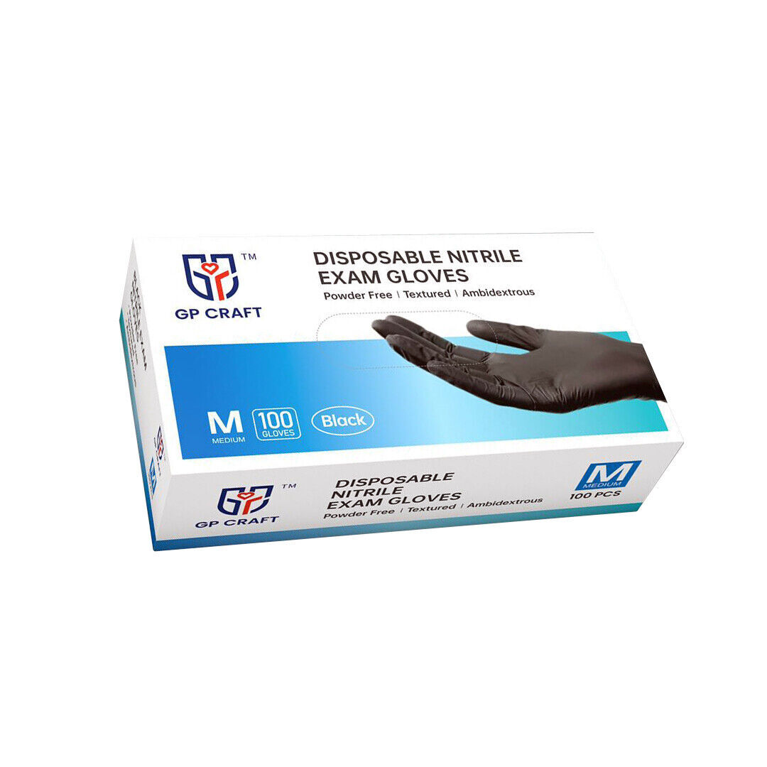 Black Nitrile Medical Gloves 5Mil Powder & Latex Free Disposable Clean (100pcs)