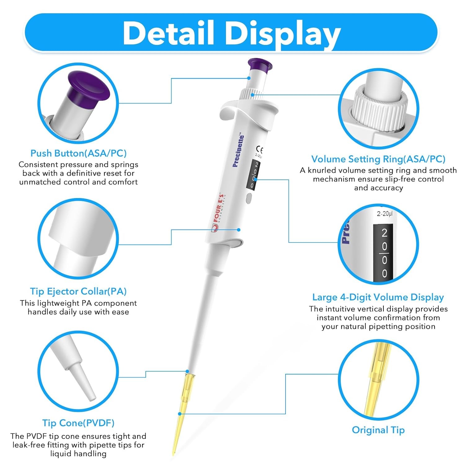 0.1ul-10ml Single Channel Pipettor Adjustable Micropipette Lab High Precision