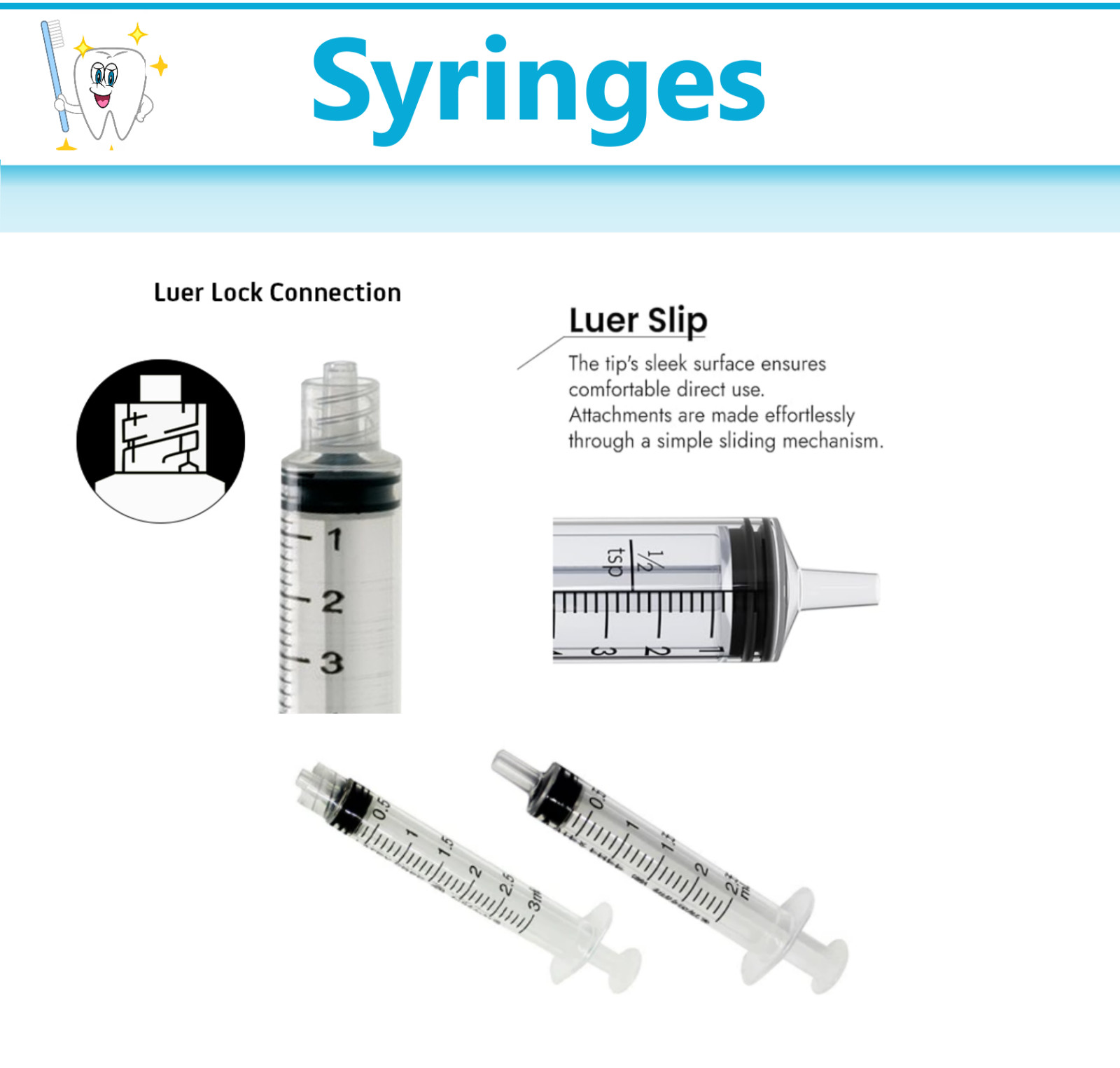 1ml / 1cc Syringe (No Needle) Luer-Lock Syringes or Luer Slip Syringe 1cc/ml