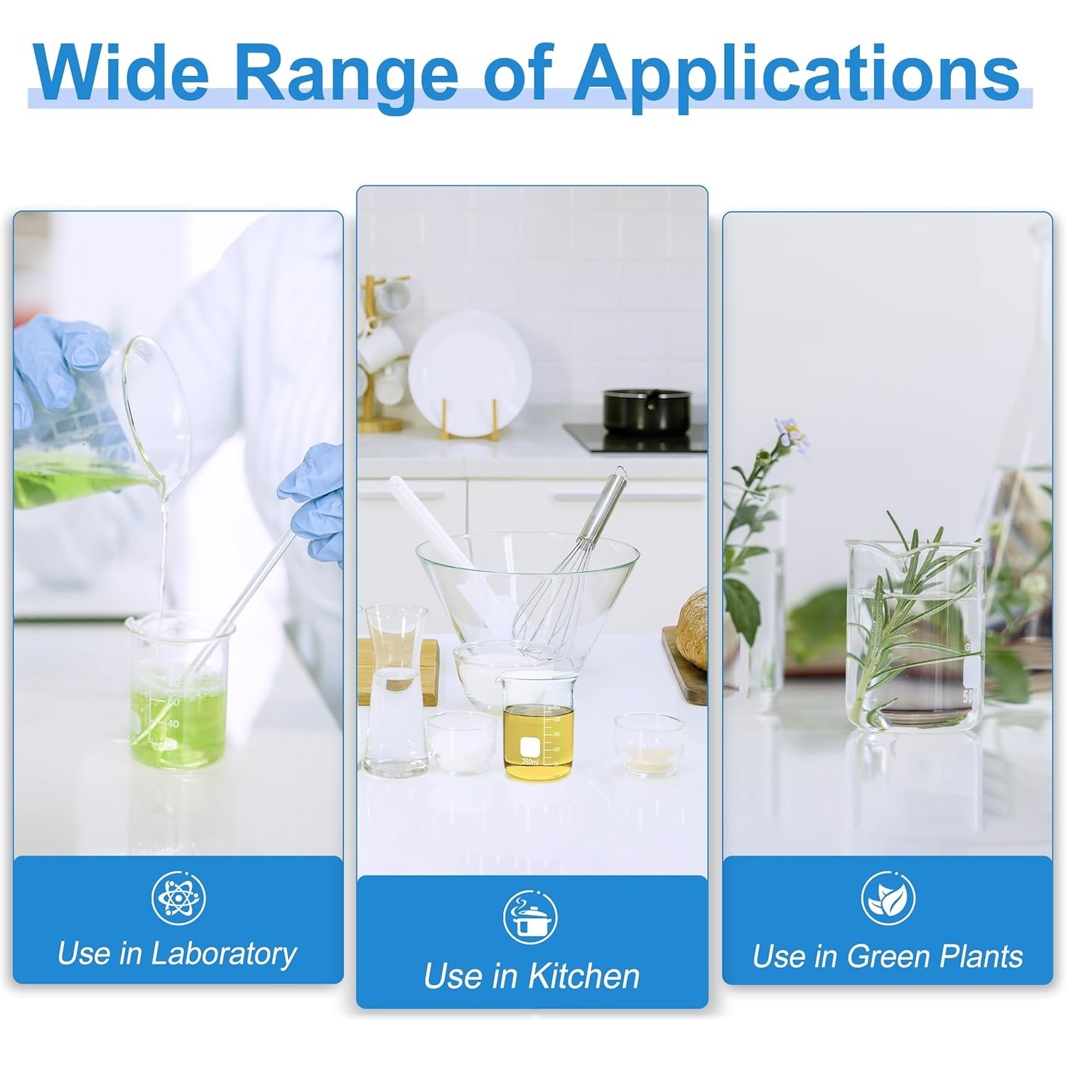 Borosilicate Glass Beaker Set – 5 Sizes for Lab, Classroom, or Home Use