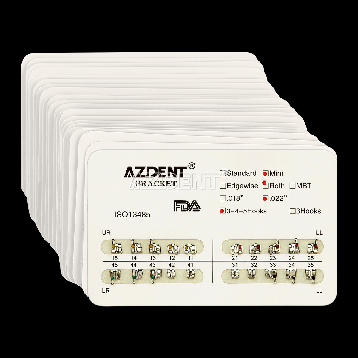 10kits AZDENT Dental Brackets Braces Orthodontic Mini Roth0.022″ Hooks 3-4-5