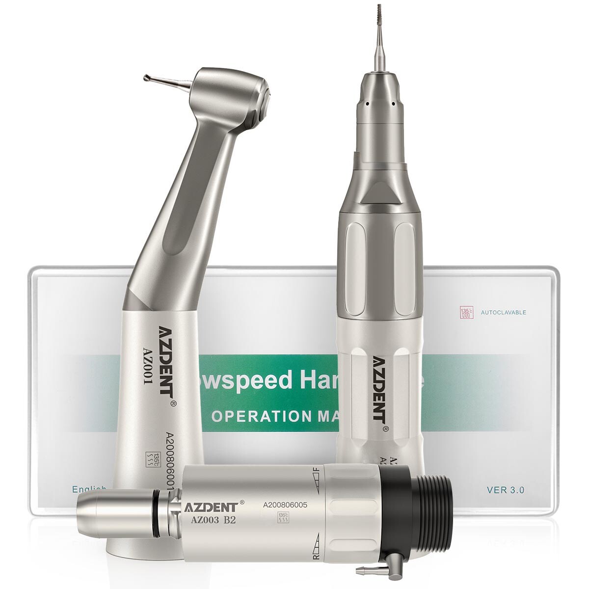 AZDENT Dental Slow Low Speed Handpiece 2/4Hole Motor /Polishing Burs Disc HP /RA