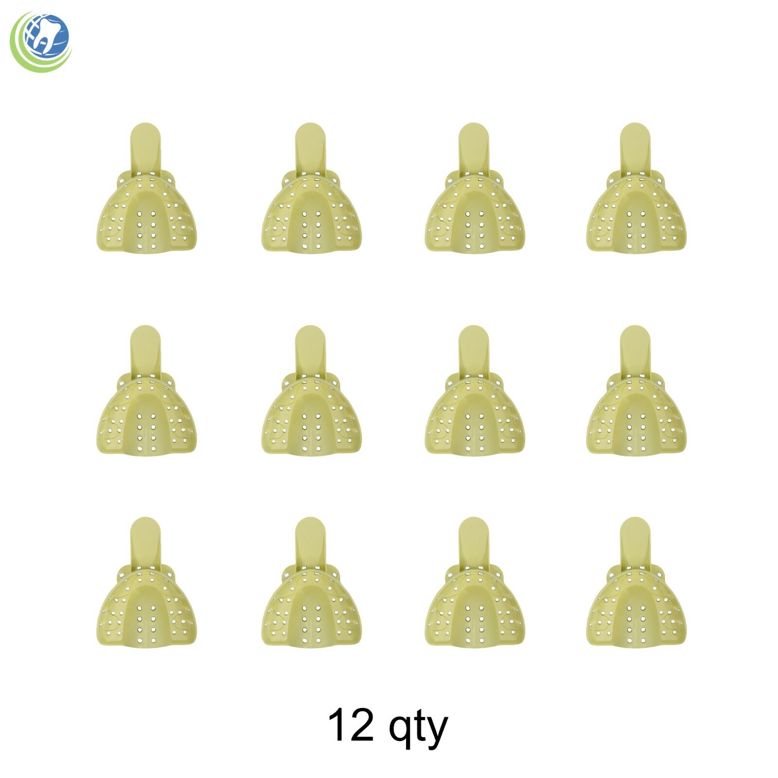 Dental Plastic Impression Trays Perforated Autoclavable Upper Medium #3 12 Pcs