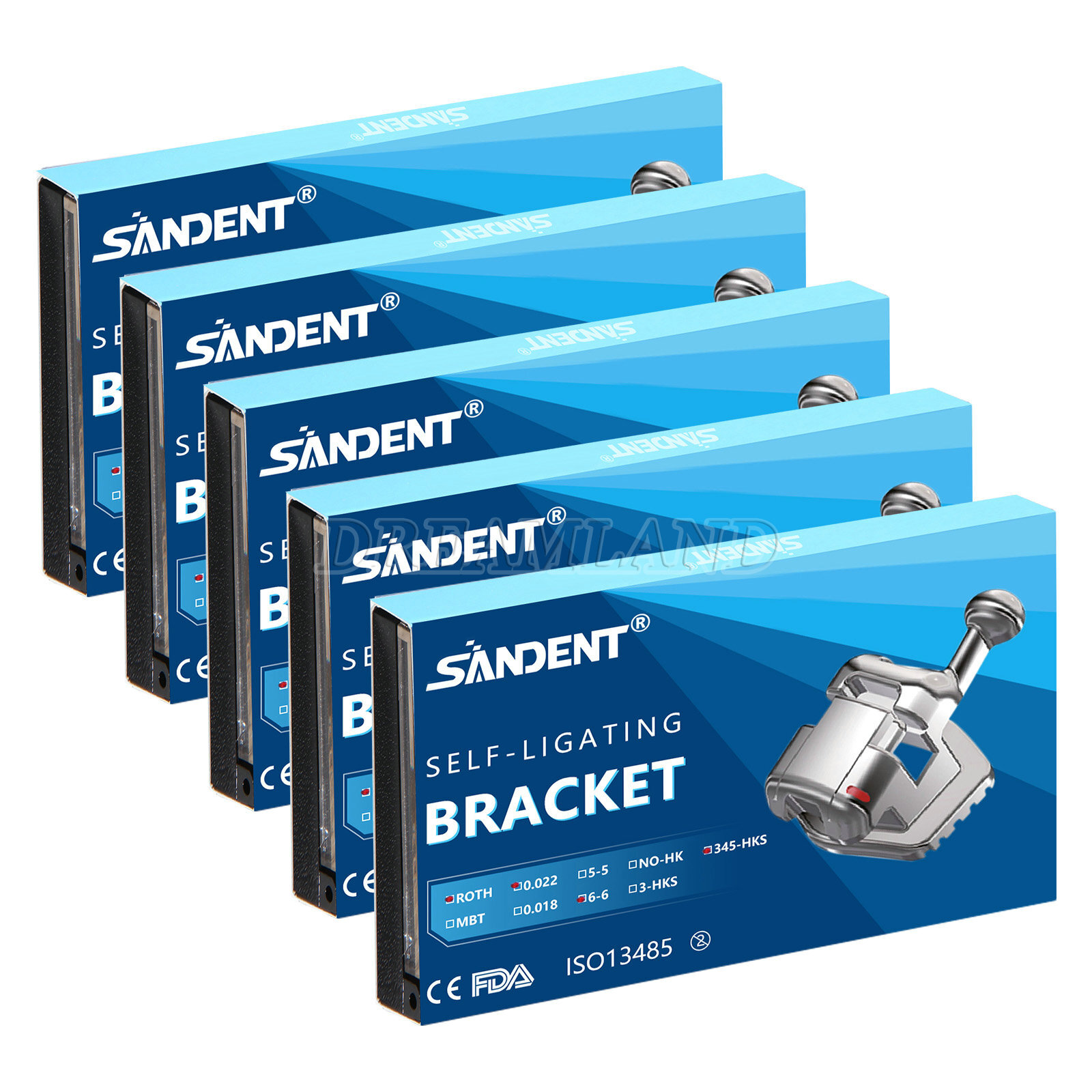 SANDENT Dental Metal Self-Ligating Brackets Braces Mini Roth.022 Hooks 345