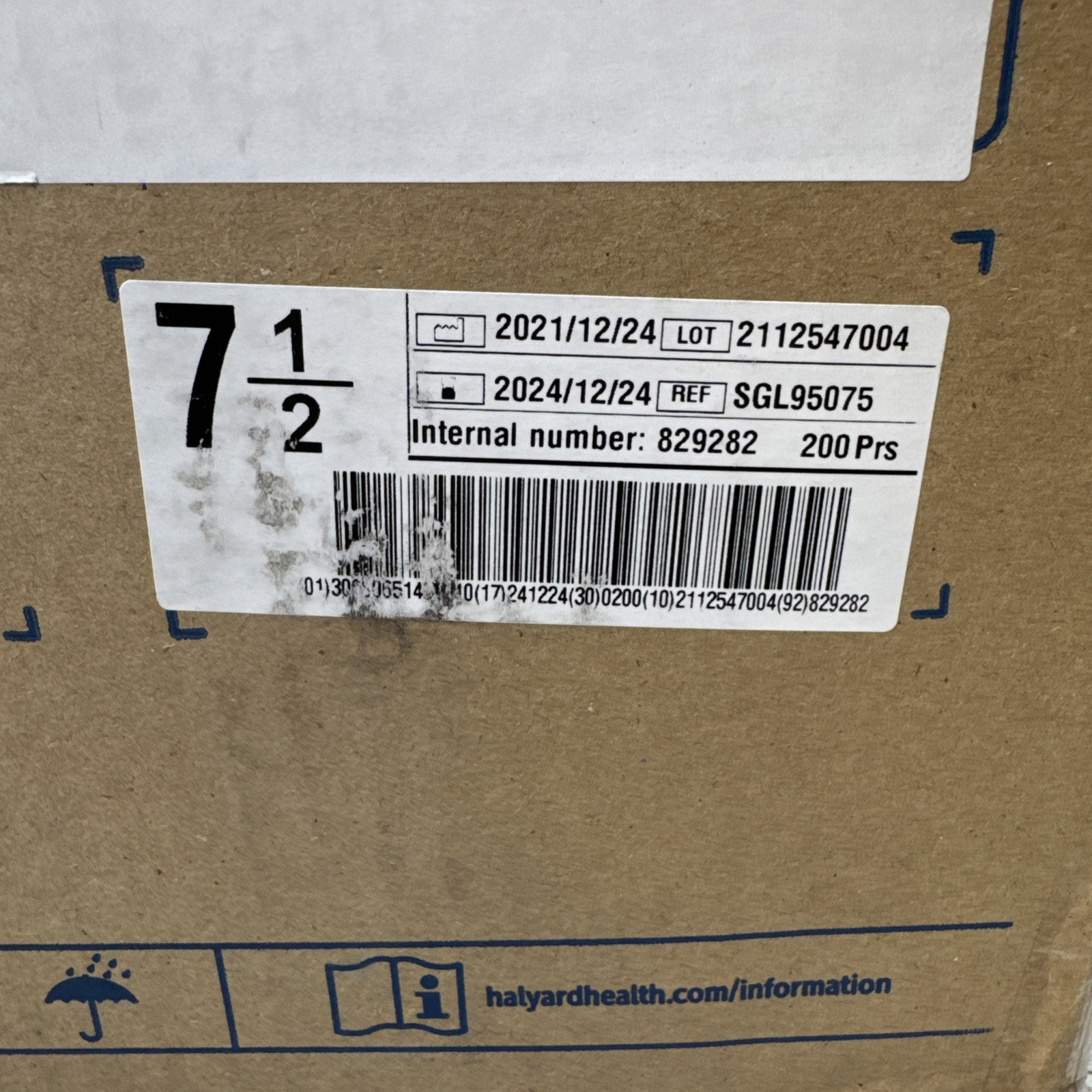 HALYARD Polyisoprene Surgical Gloves Size: 7.5 *1 Case 200 Pair* *See Date*12-24