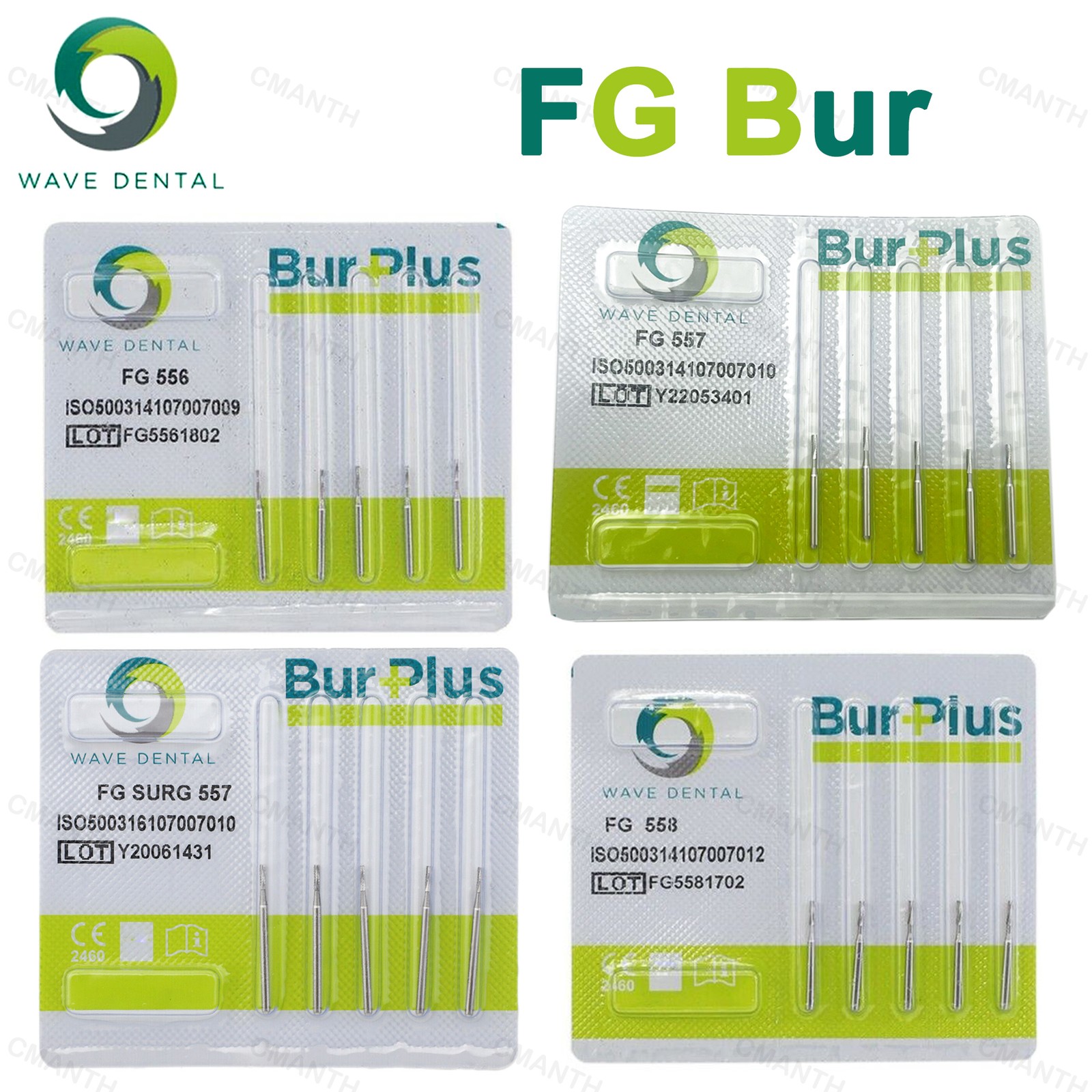 WAVE Dental Tungsten Carbide Burs FG Drills Staright Fissure Head For High Speed