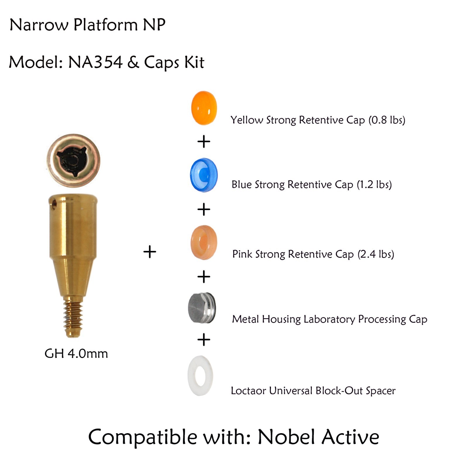 Locator Abutment for Nobel Active Biocare Conical Connection NP/RP 1-5mm Height