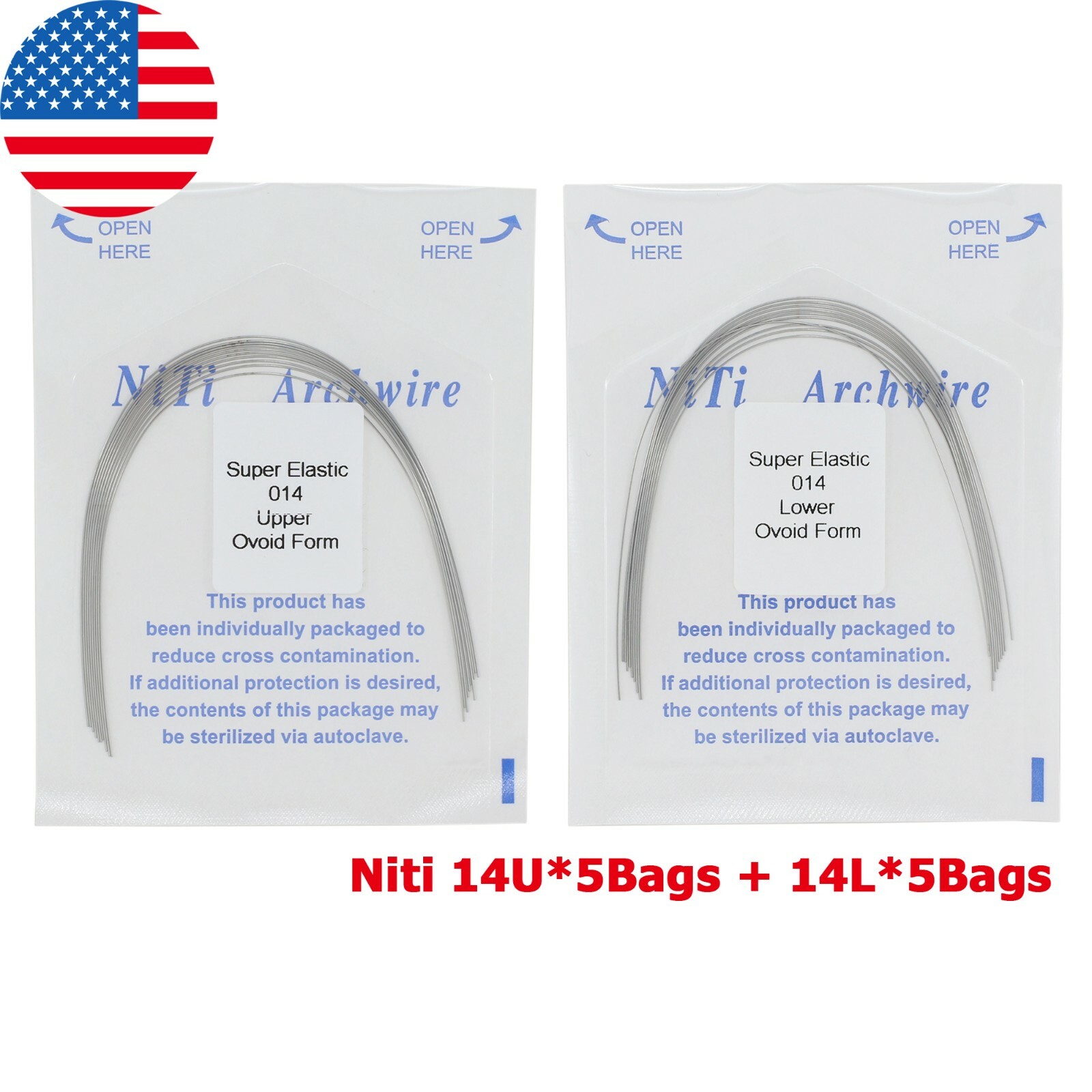 100PCS Dental Orthodontic Arch Wire Niti Stainless Steel Round Rectangular Ovoid