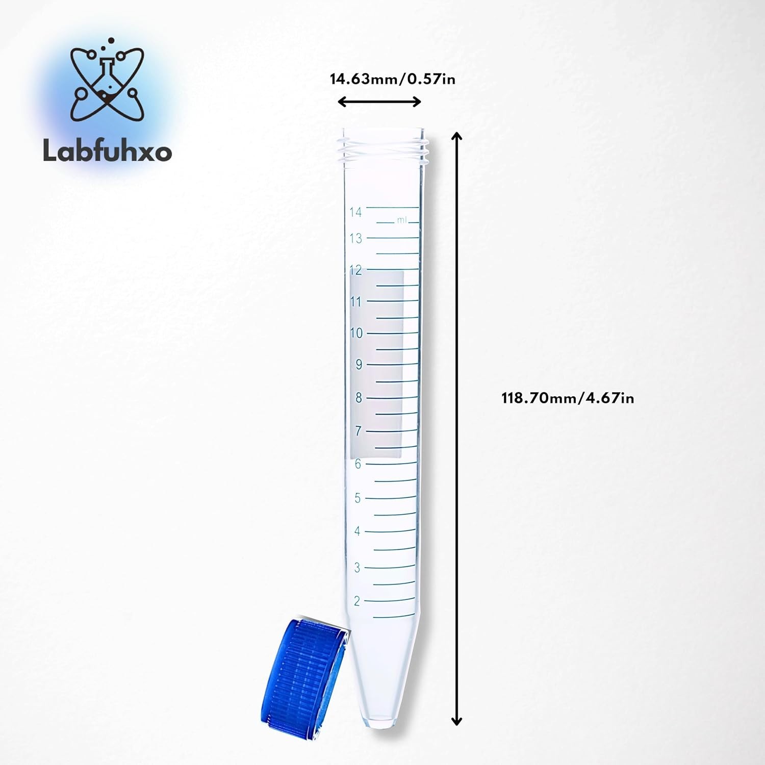50 Pack 15mL Conical Centrifuge Tubes Sterile Plastic Test Tube with Screw Caps
