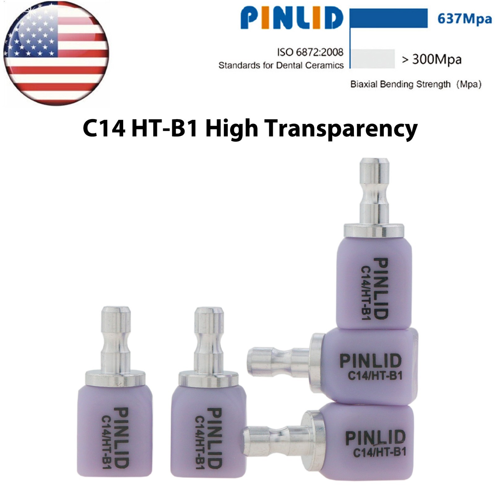 US C14 Emax Glass Ceramic Blocks HT LT Lithium Disilicate CAD/CAM Cerec 5Pcs/Box