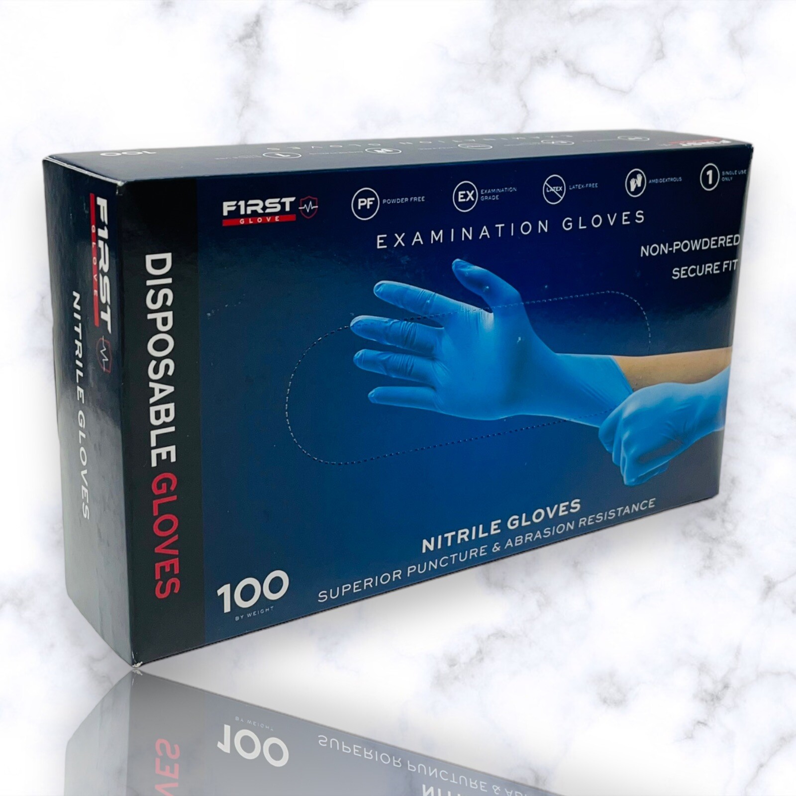 First Glove Blue Nitrile Examination Gloves 3 Mil, Latex Free | Large | 1000