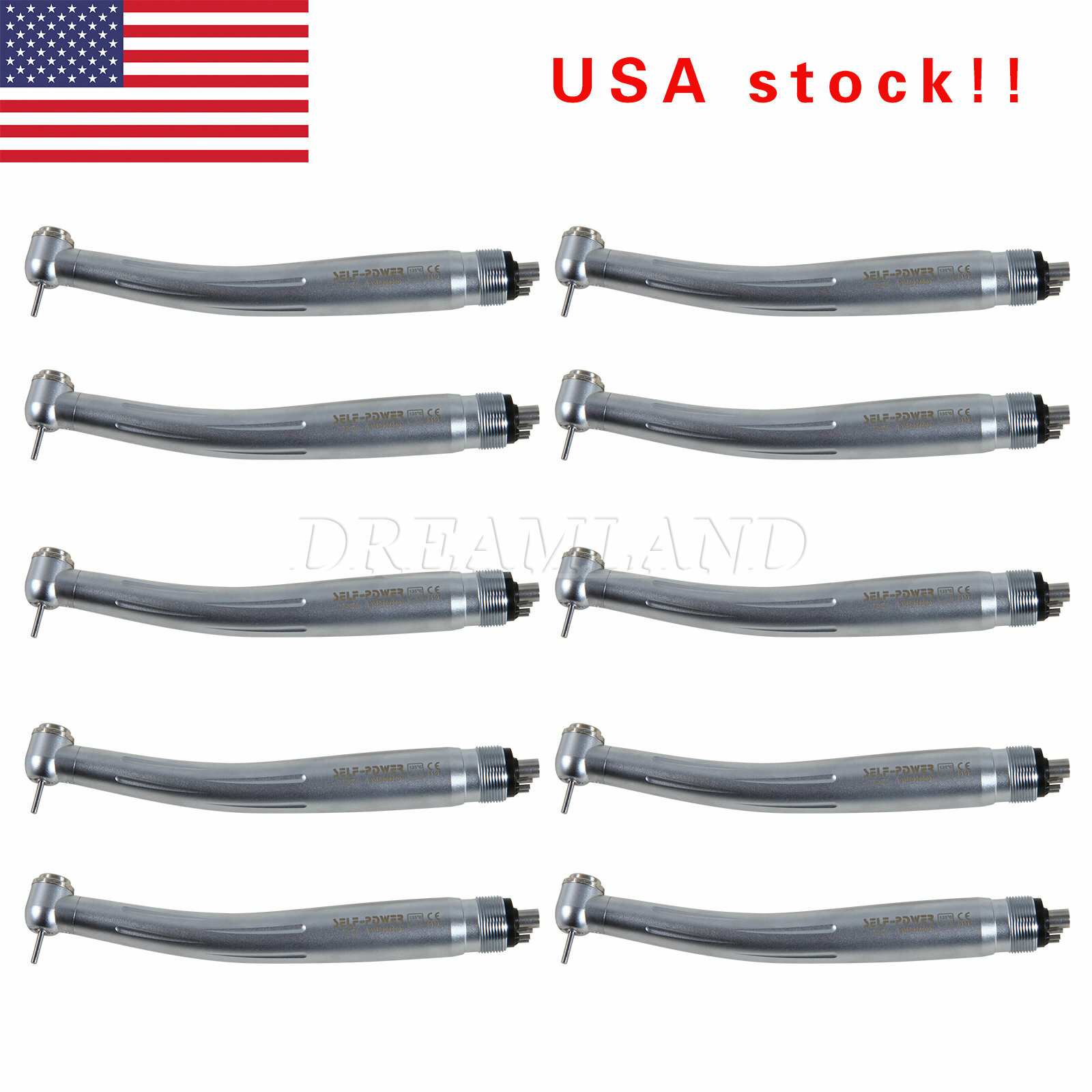 10* NSK Style Dental High Speed Handpiece Push 4HOLE Self Power US FREE SHIPPING