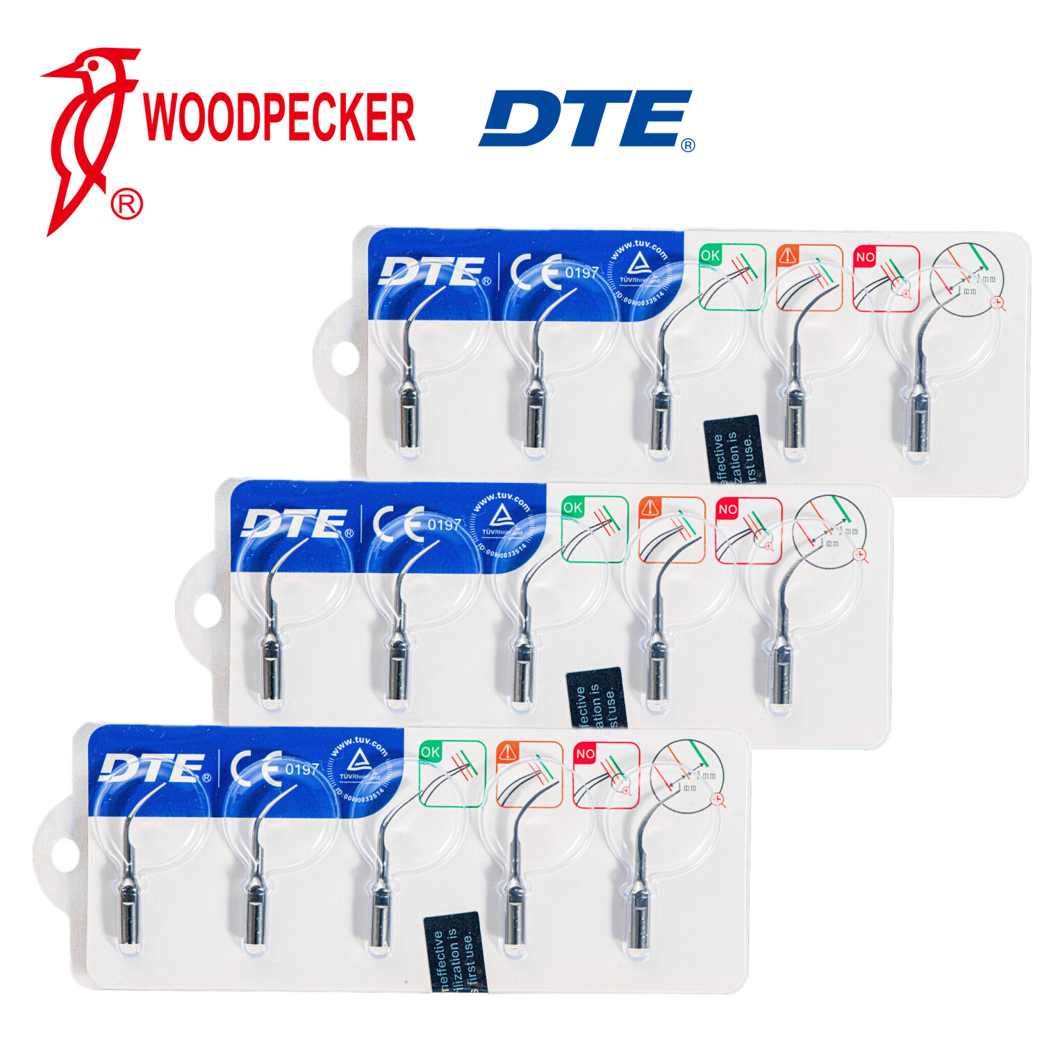 5/pk Woodpecker DTE Dental Ultrasonic Scaler Tips Kit GD1*2 GD2 GD4 PD1 Fit NSK