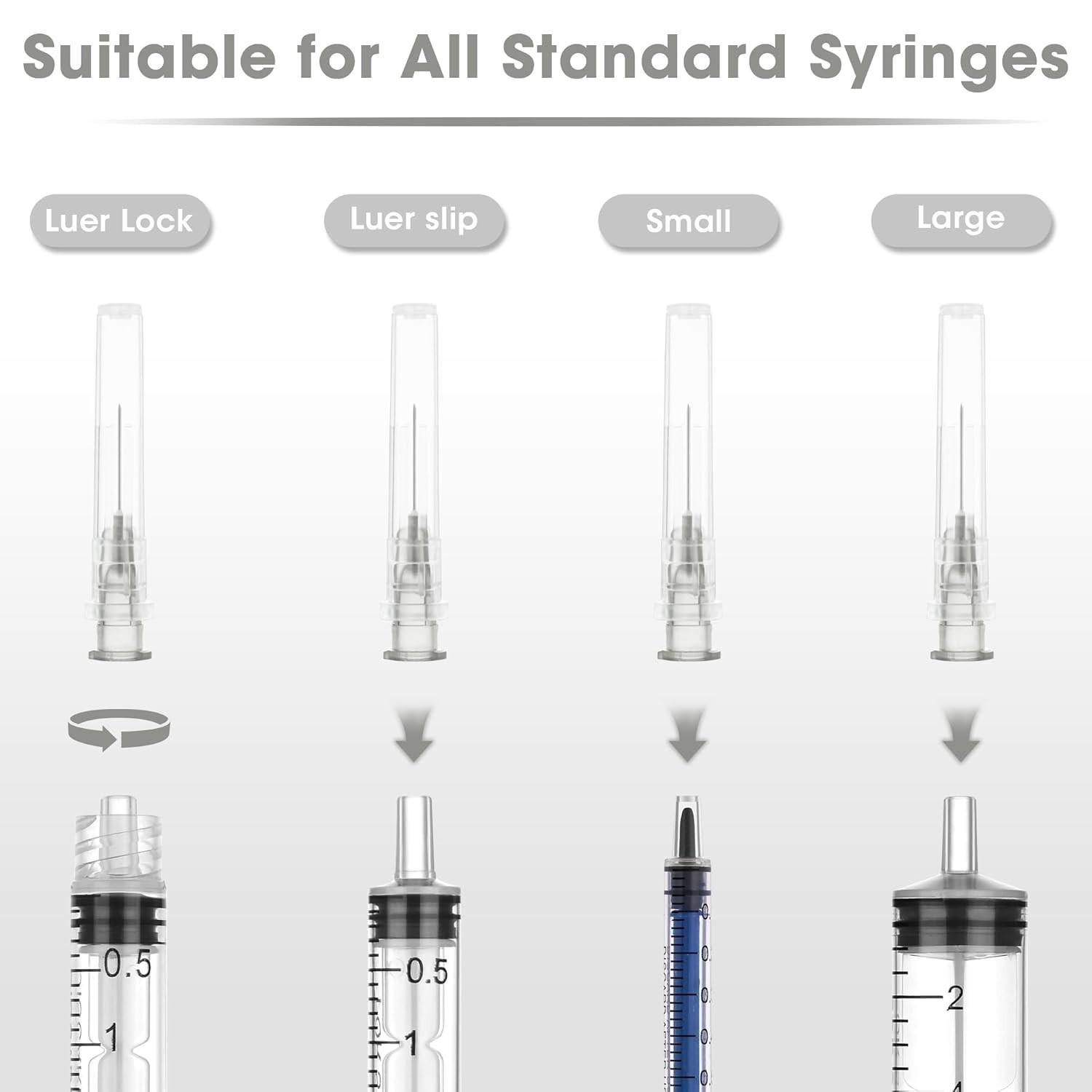 27 Gauge 1/2 Inch Disposable Needles with Caps – Luer Lock Lab Dispensing Access