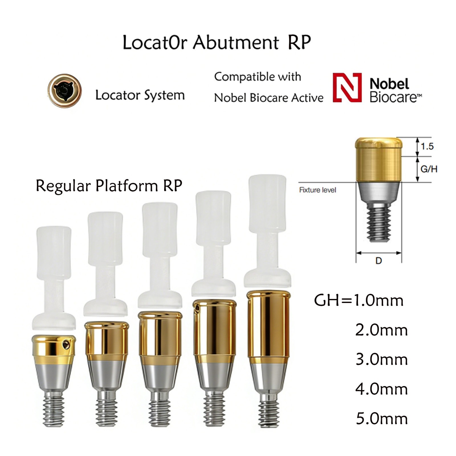 US For Nobel Active Biocare ZEST Locator Abutment Conical Connection NP/RP 1-5mm