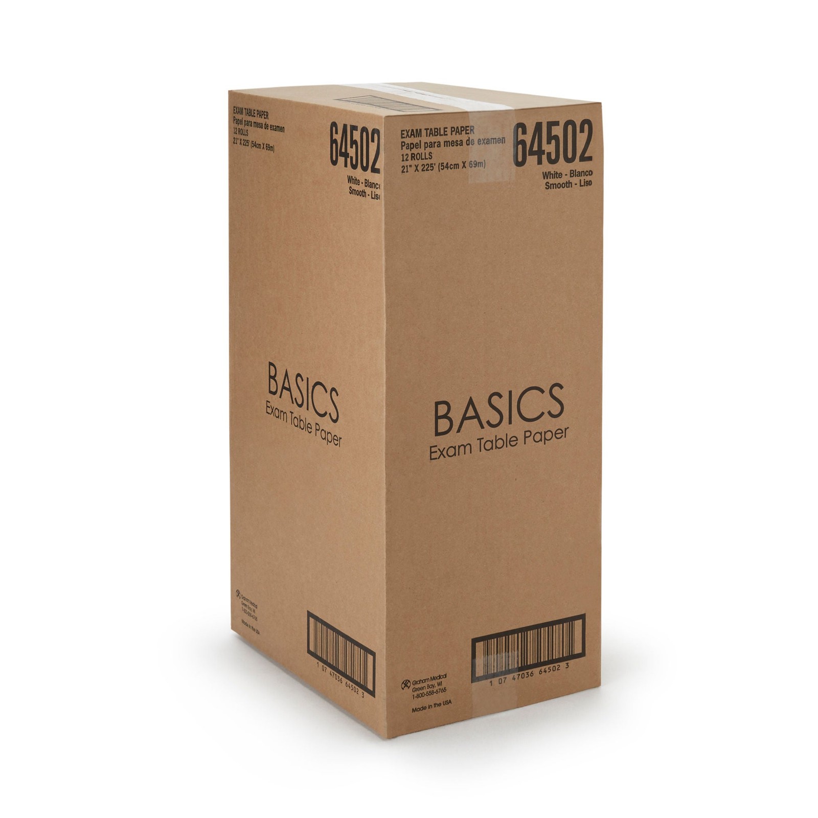 Graham Medical Table Paper White Smooth 21” W x 225′ L 12 Rolls