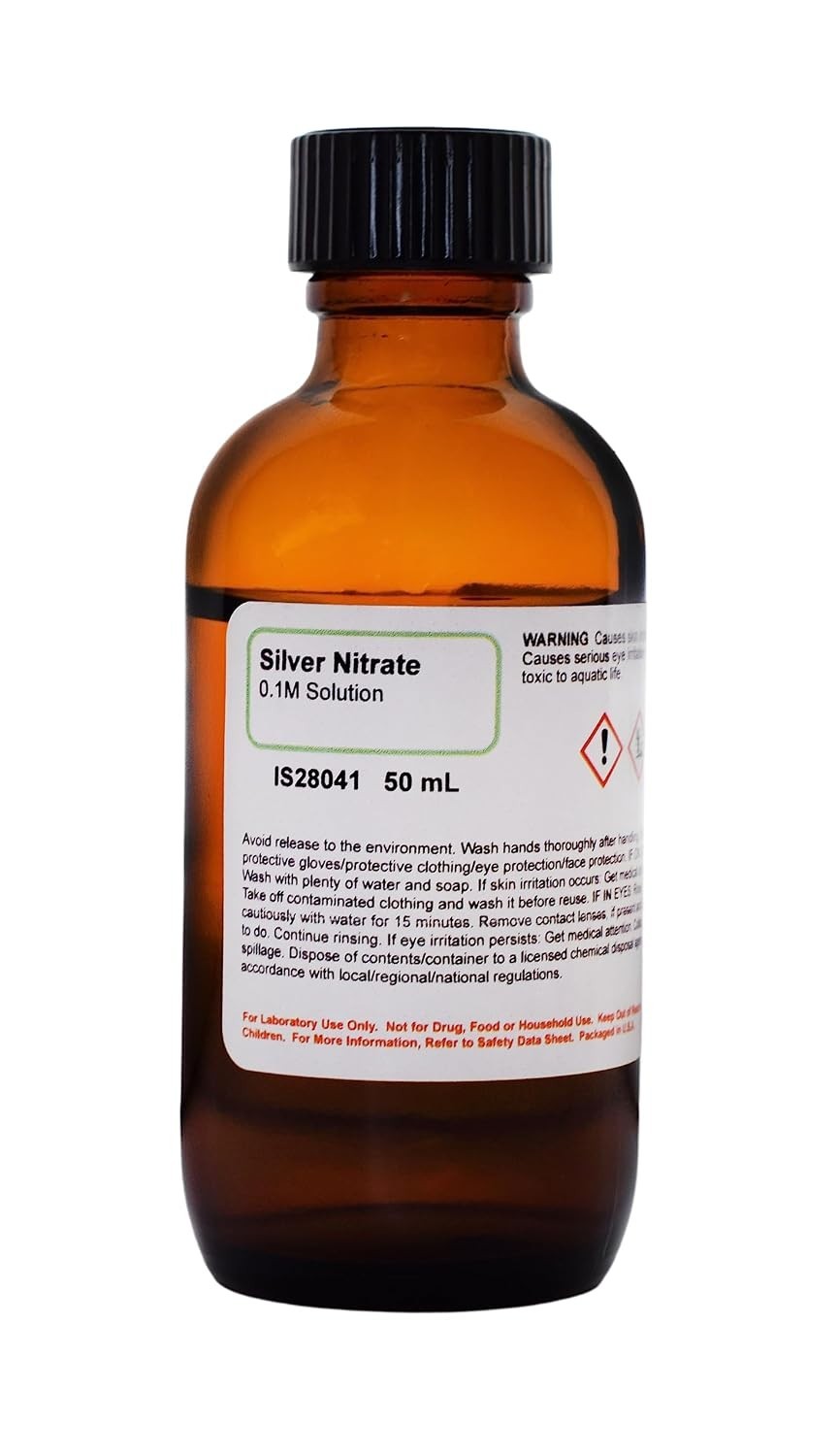 Silver Nitrate Solution, 0.1M, 50mL – The Curated Chemical Collection