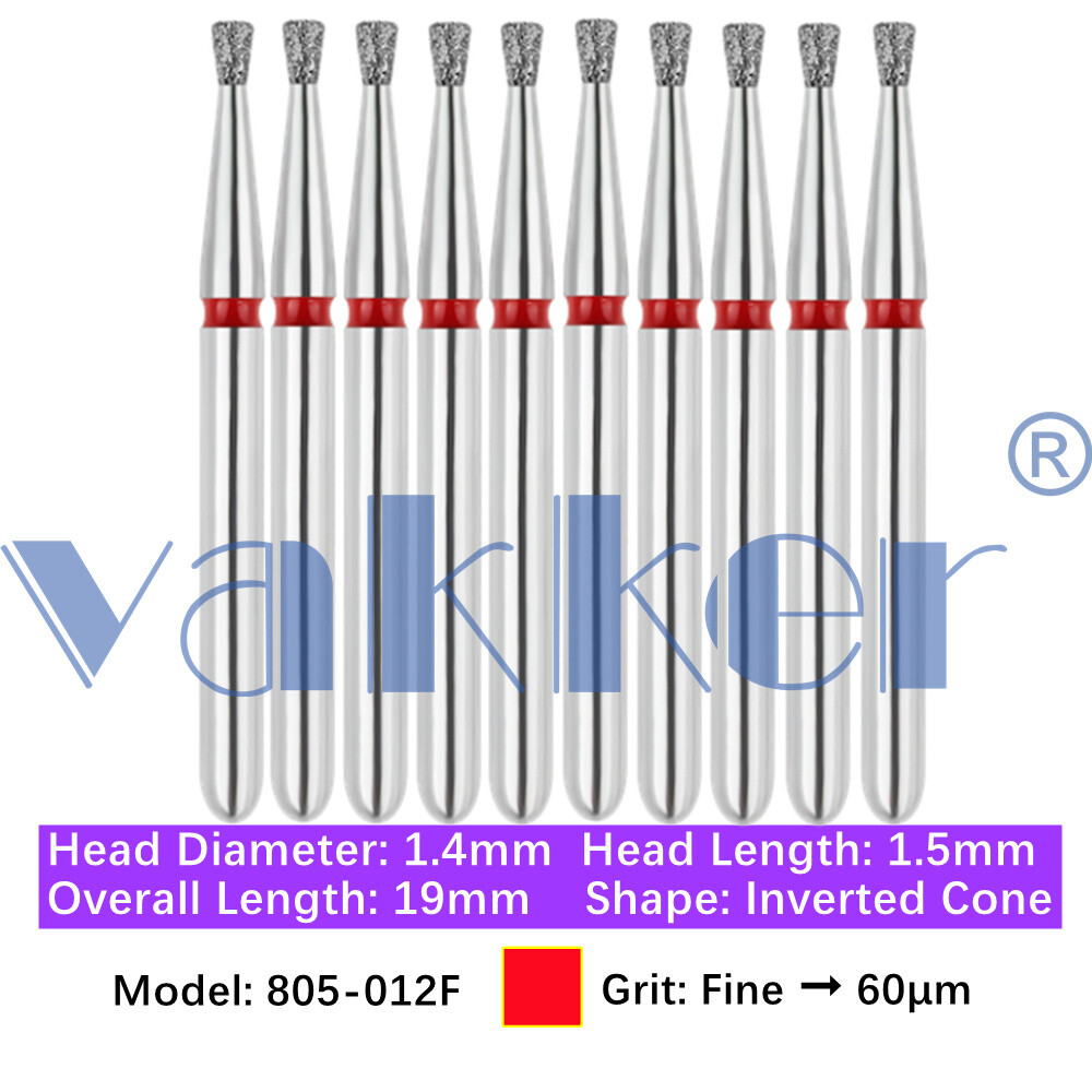 10pc Diamond Burs Shape Inverted Cone & Amalgam Buster Fine Medium Coarse