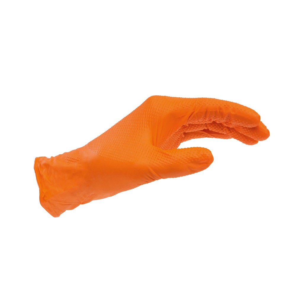 Wurth Nitrile Gloves – Heavy Weight – Orange – Textured (100/Box) – Large