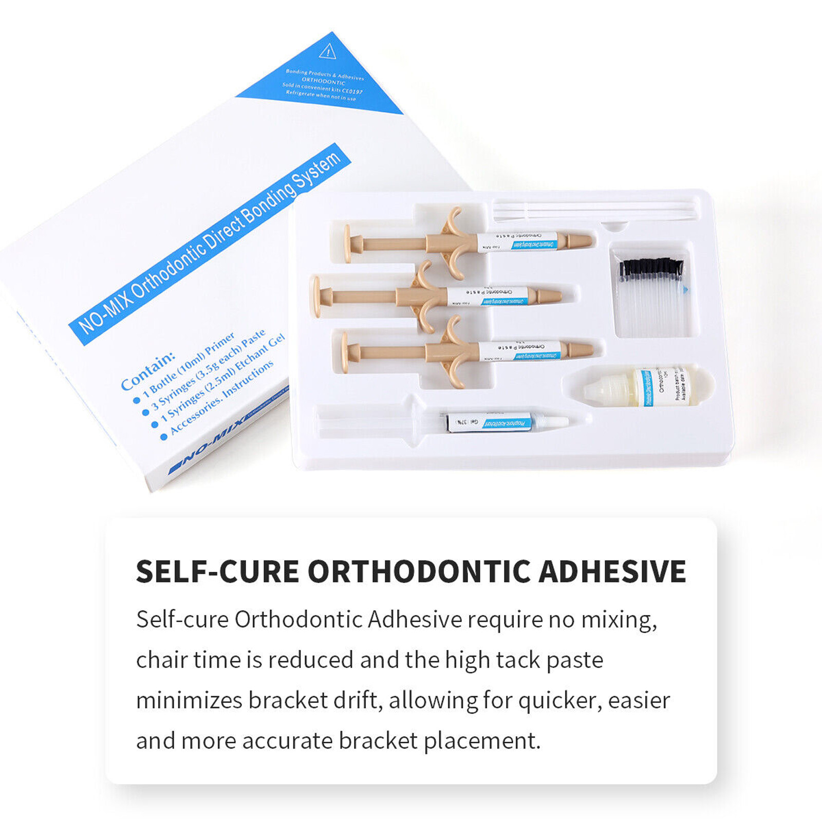 Dental Brackets /Orthodontic Light Cure Adhesive Kit/Blue Green Glue/Mini No-Mix
