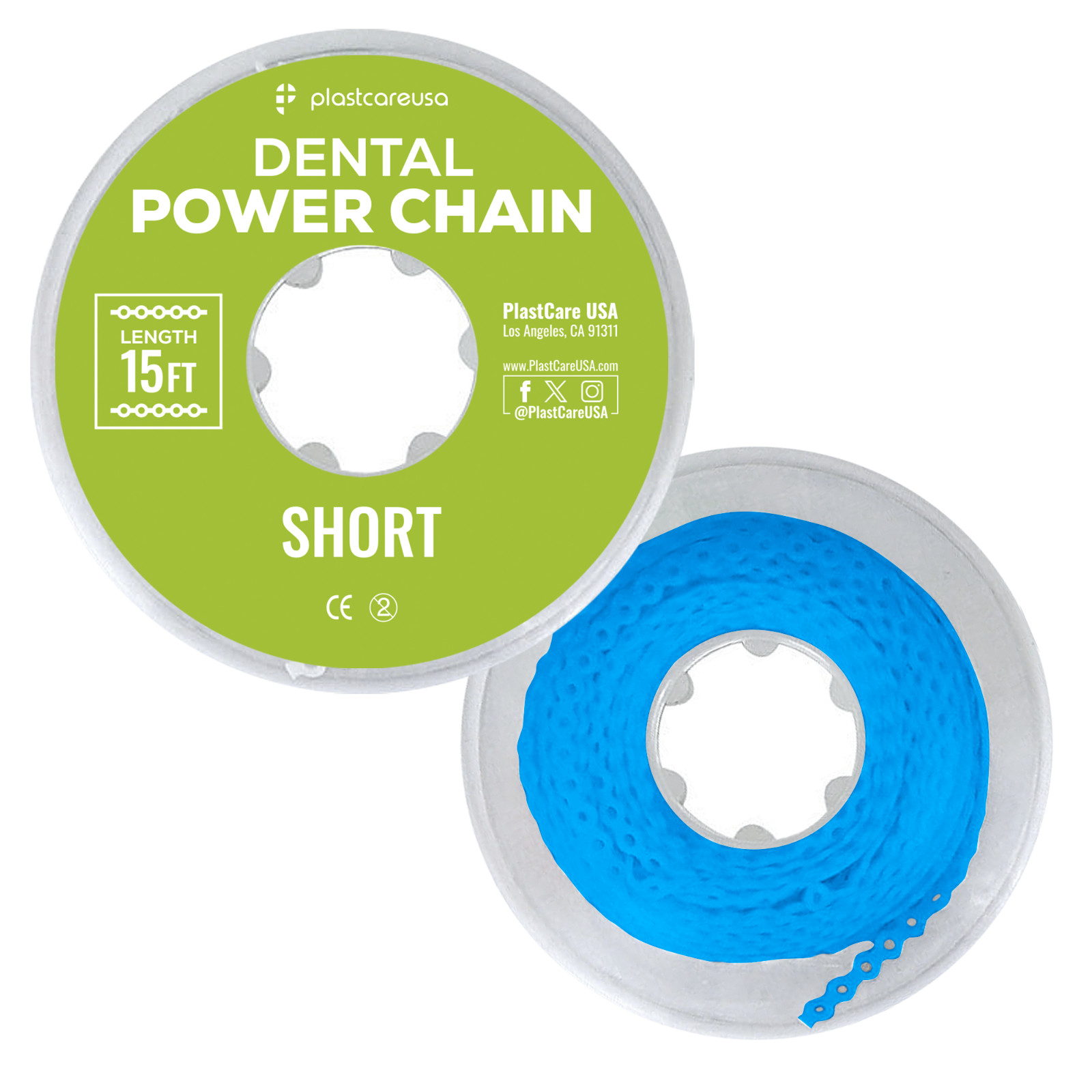 Blue Short Dental Orthodontic Power Chain – 15 ft Elastic Ligature for Braces