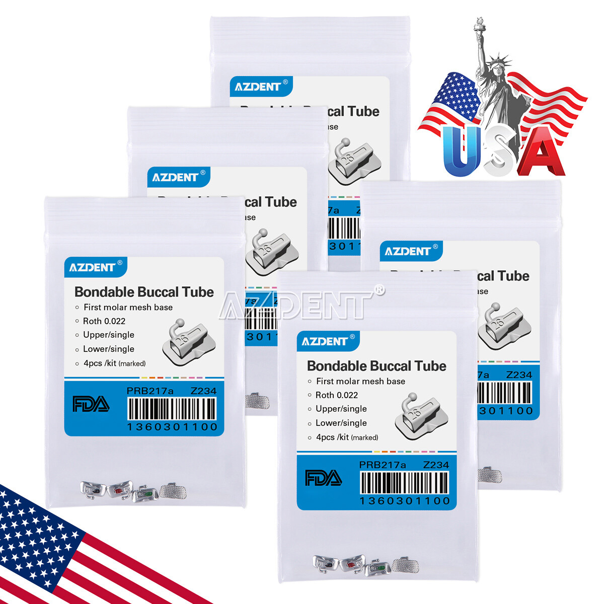 20Pack Dental Ortho Bondable Buccal Tubes 1st Molar Roth 0.022 Mesh Marked