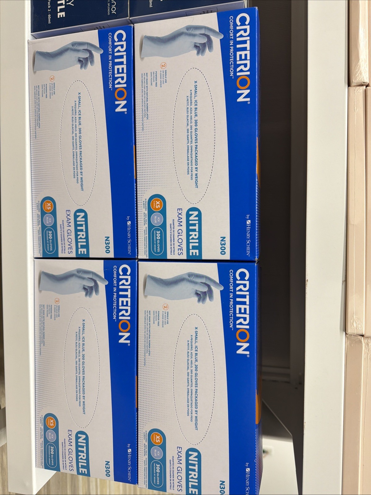 2 Boxes Criterion N290Ice Blue Nitrile Exam Gloves Medium – N300 Box Chlorinated