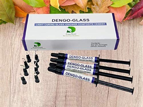 Dental DENGO-GLASS Light Curing GIC Composite Cement 4 x 2g Pack