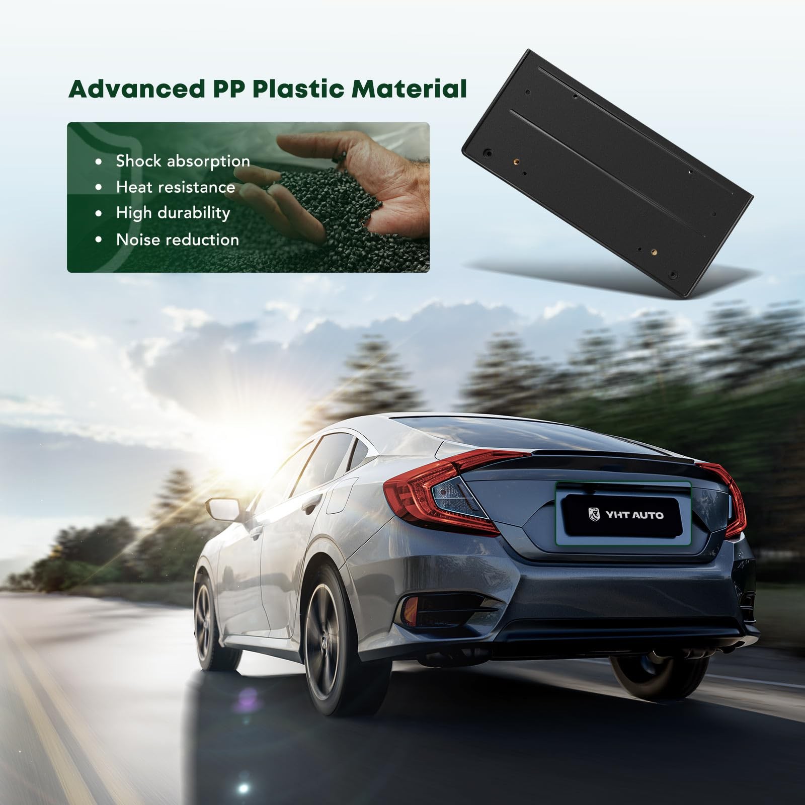 Front License Plate Frame Without Screws Black Plastic Bumper Bracket Holder